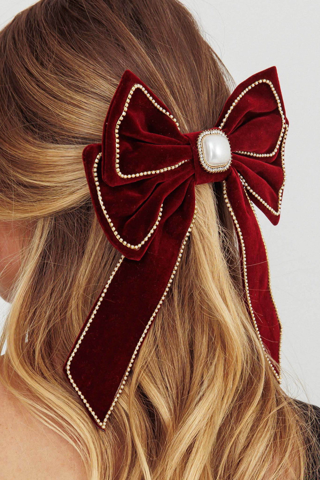 Evie Bow Hairclip Wine by Selfie Leslie