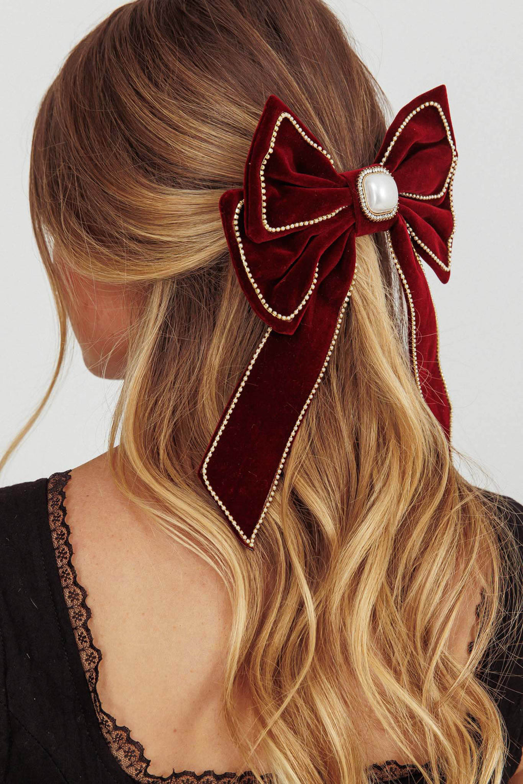 Evie Bow Hairclip Wine by Selfie Leslie