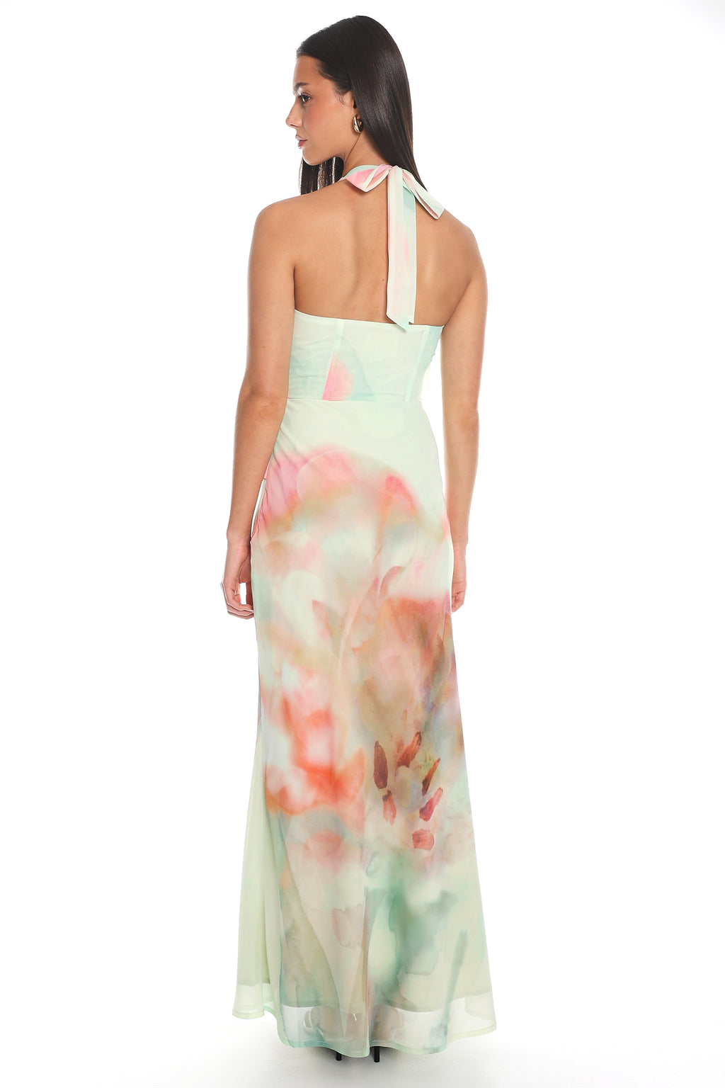 In the Clouds Cowl Halter Mini Dress Pistachio