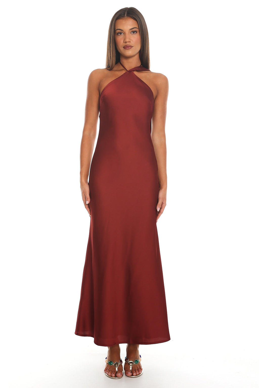 Monaco Nights Twist Halter Maxi Dress Wine by Selfie Leslie