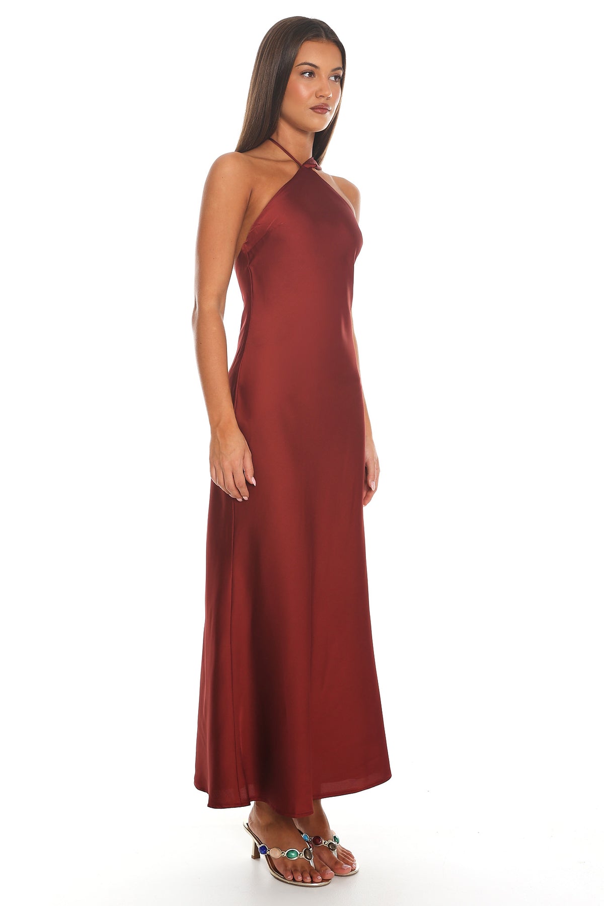 Monaco Nights Twist Halter Maxi Dress Wine by Selfie Leslie