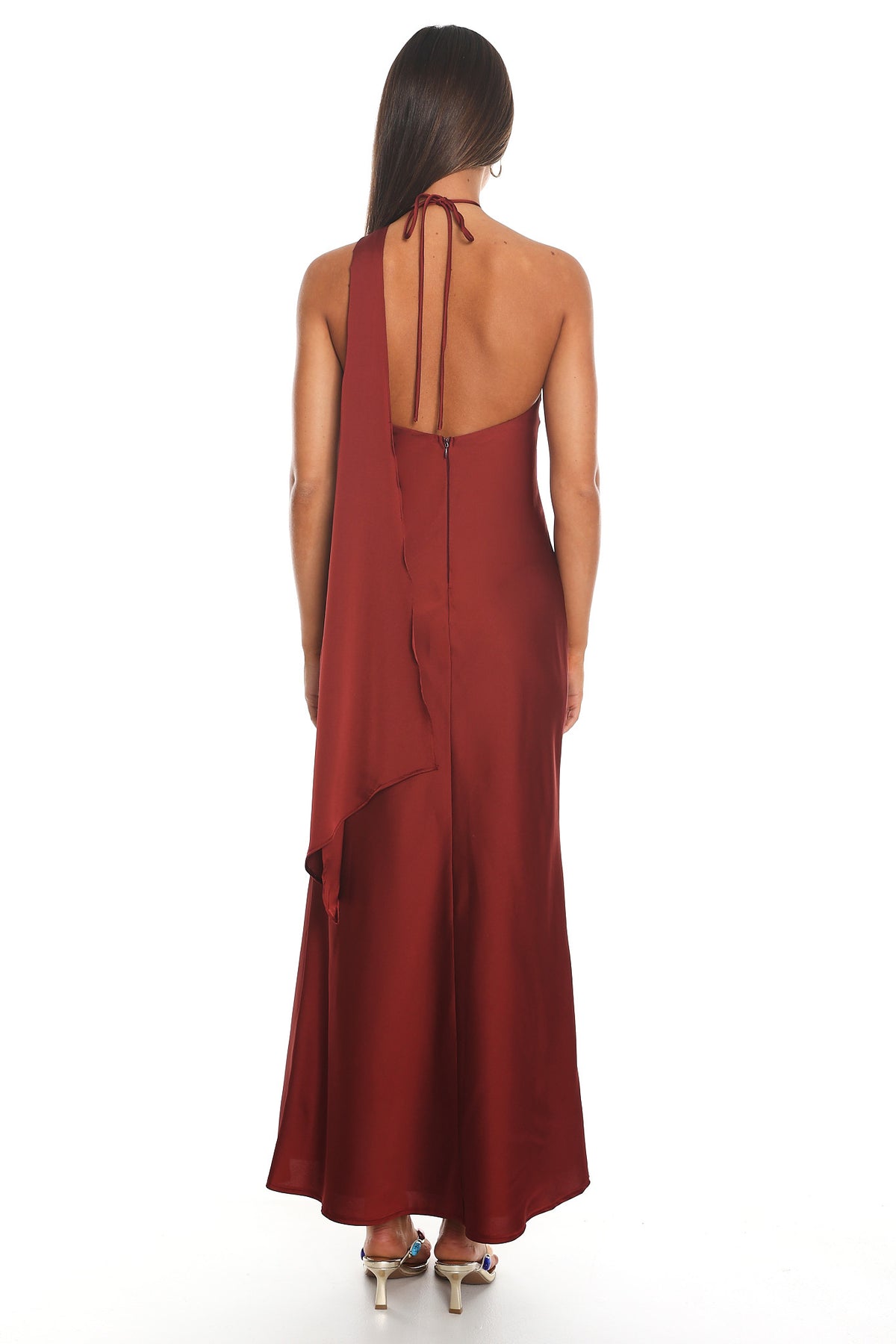 Monaco Nights Twist Halter Maxi Dress Wine by Selfie Leslie