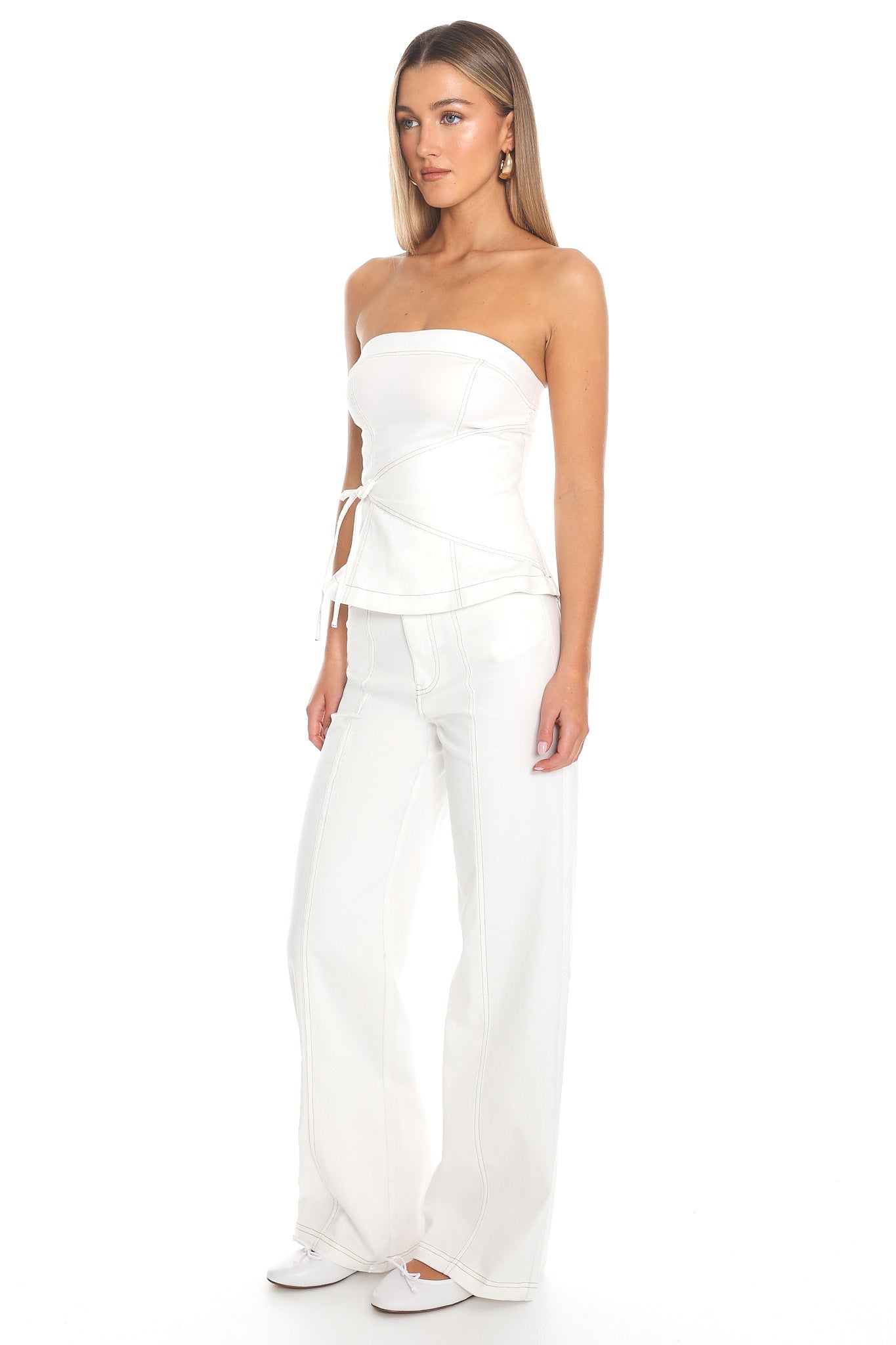 Low Light Wide-Leg Trousers Off White