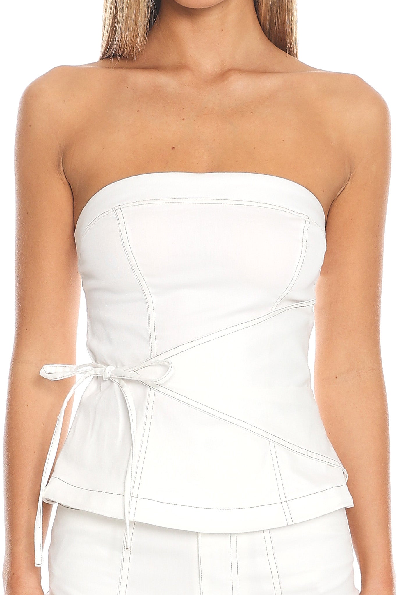 Low Light Wrap Bustier Top Off White