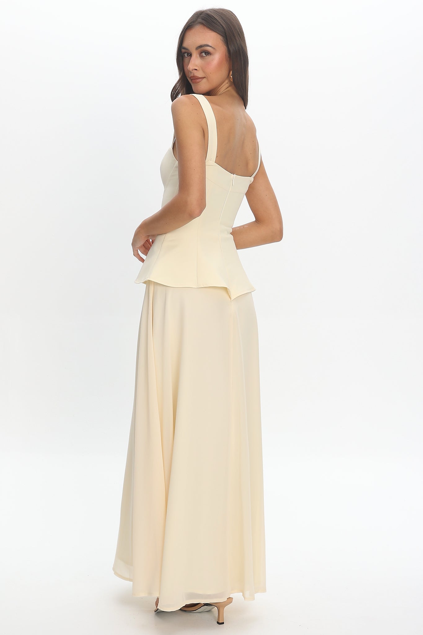 Sweet Tooth Peplum Maxi Dress Butter Yellow
