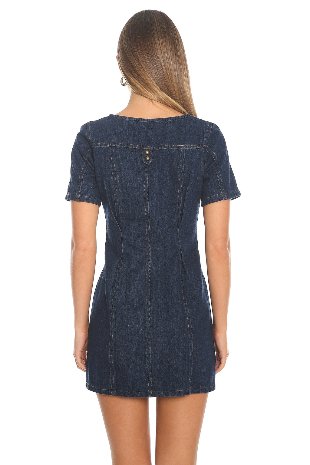 Denim Darling Button Front Mini Dress Indigo