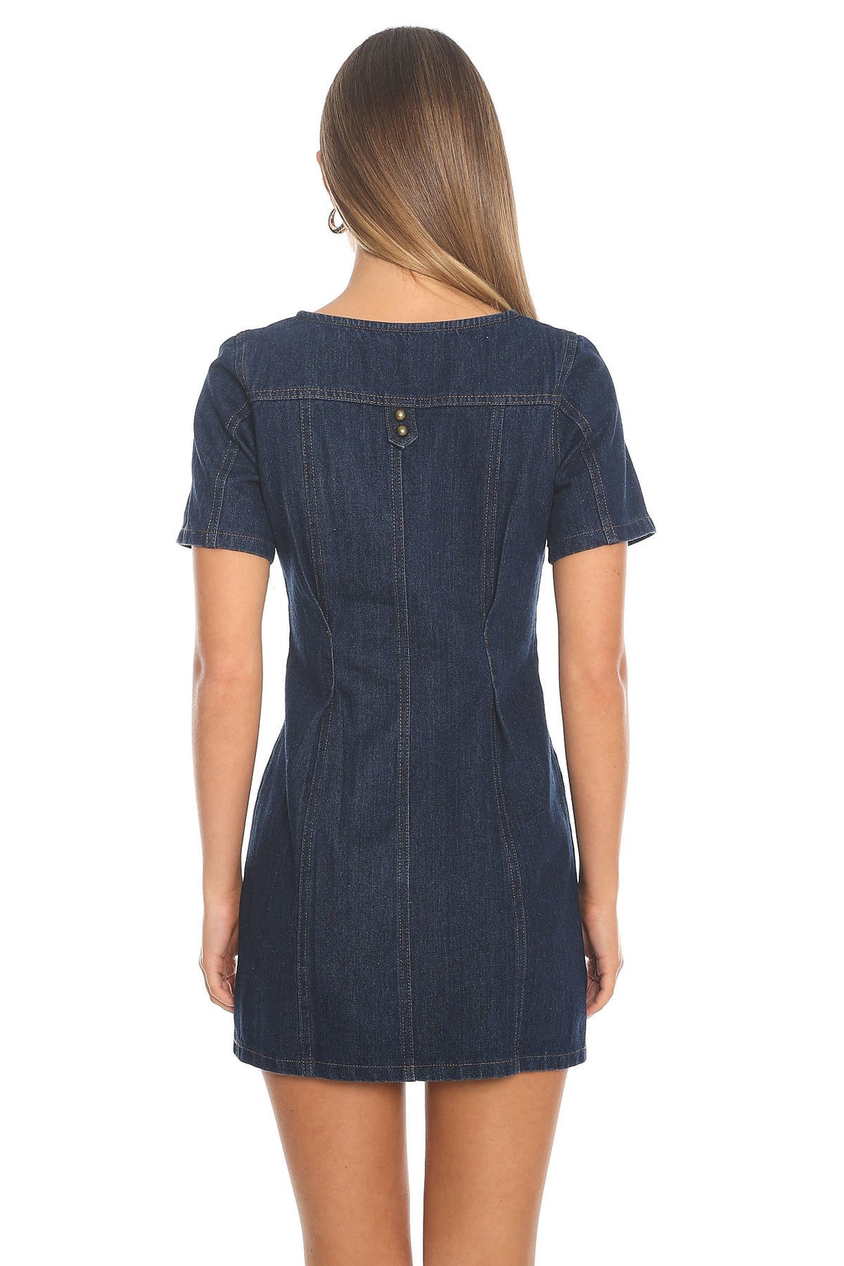 Denim Darling Button Front Mini Dress Indigo