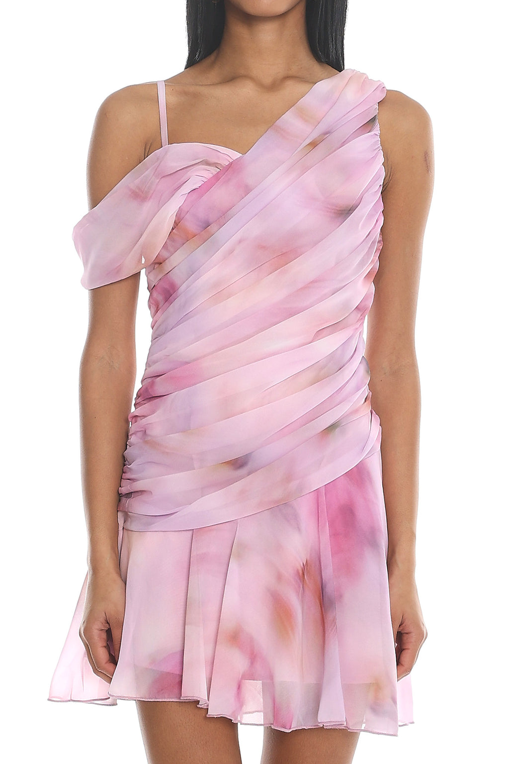 Dreamscape Ruched Off Shoulder Mini Dress Lilac