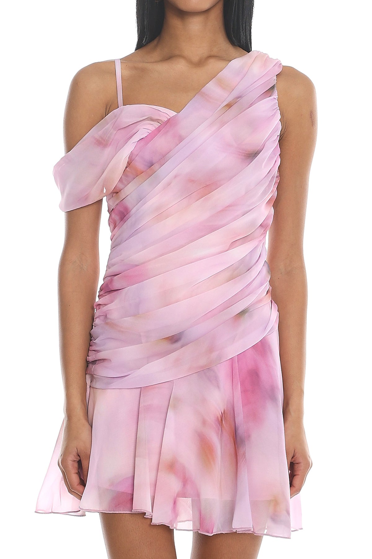 Dreamscape Ruched Off Shoulder Mini Dress Lilac