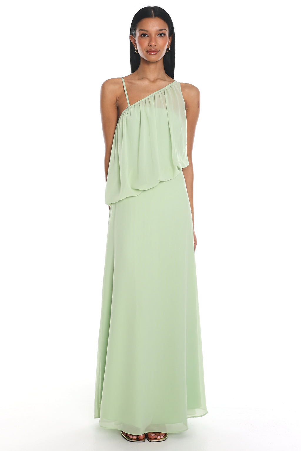 Saldana One Shoulder Maxi Dress Sage