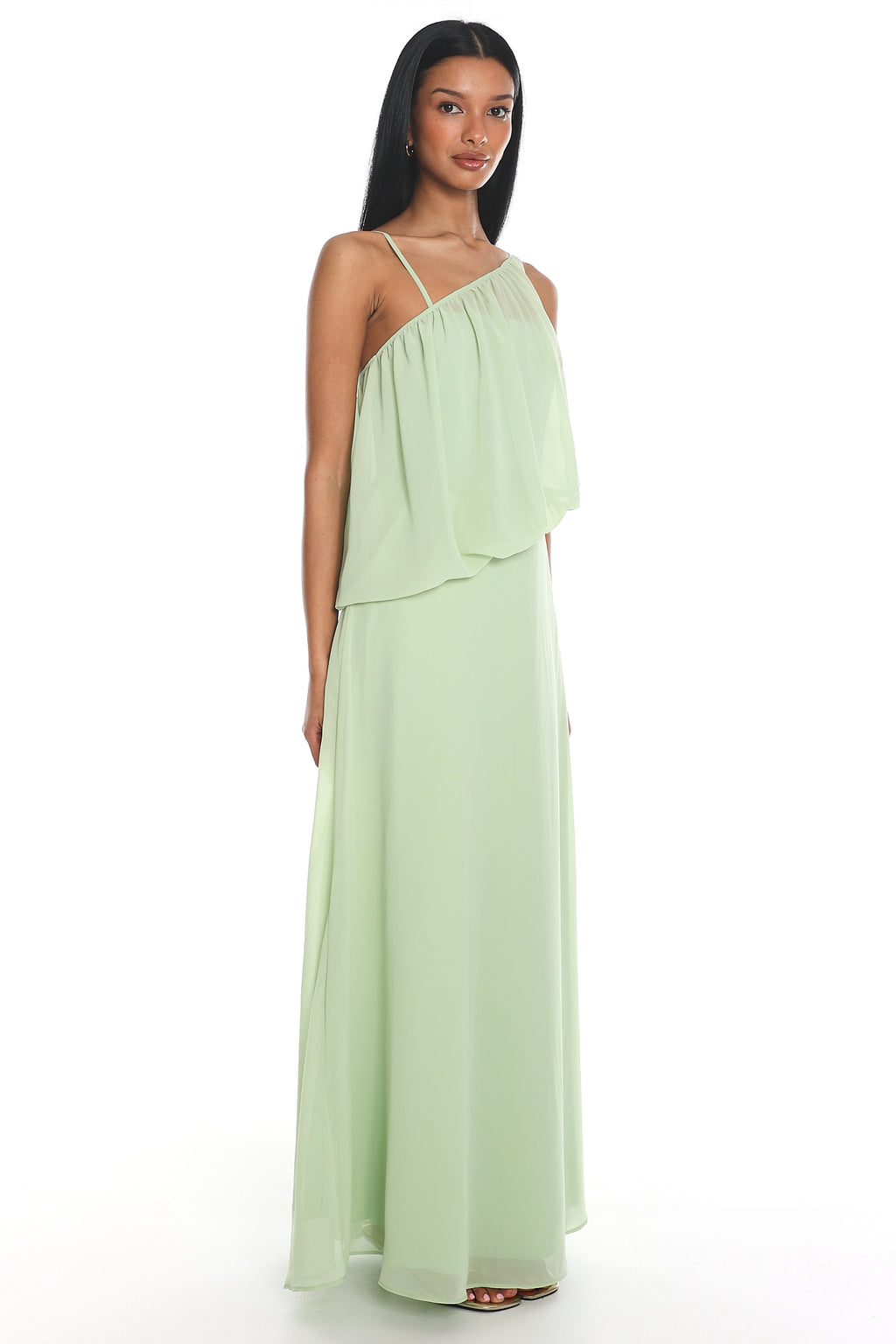 Saldana One Shoulder Maxi Dress Sage