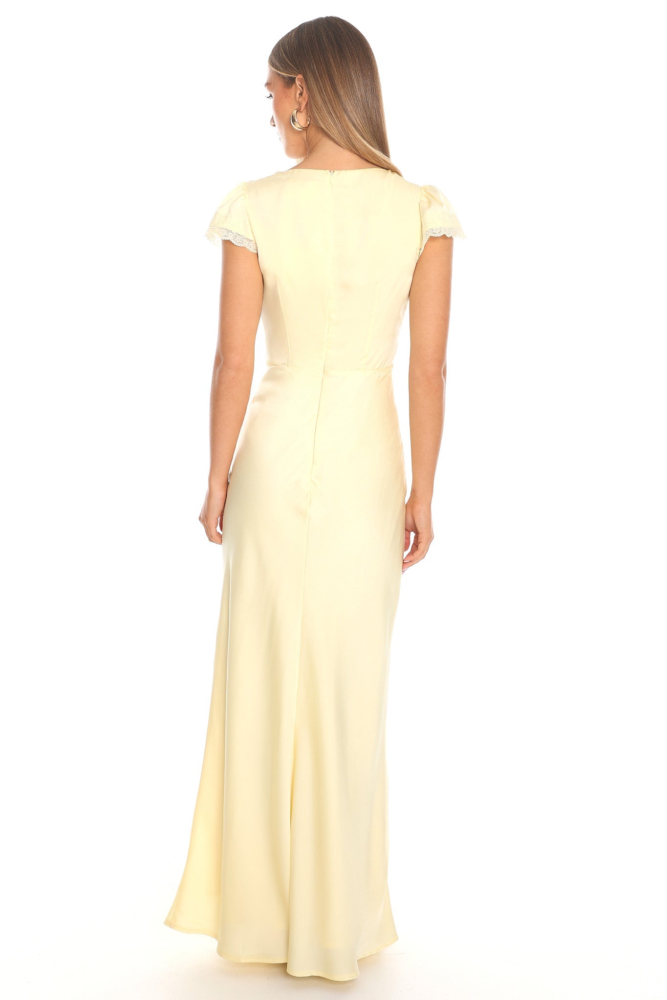 Florelle Lace Trim Flutter Sleeve Maxi Dress Butter