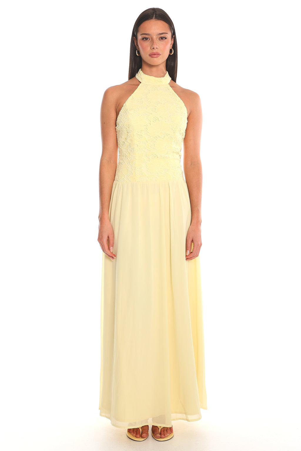 Meadowlark Lace Halter Maxi Dress Butter