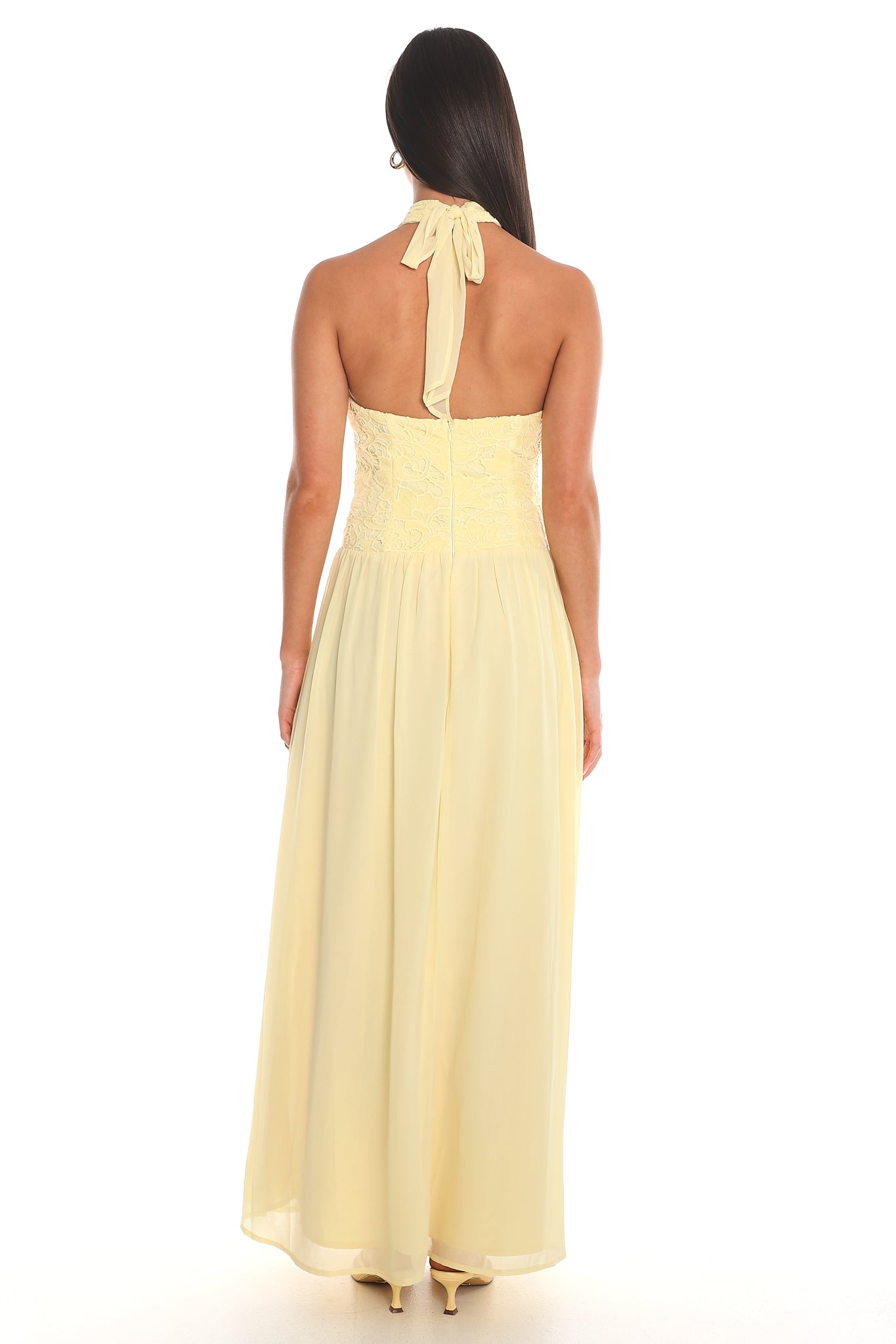 Meadowlark Lace Halter Maxi Dress Butter