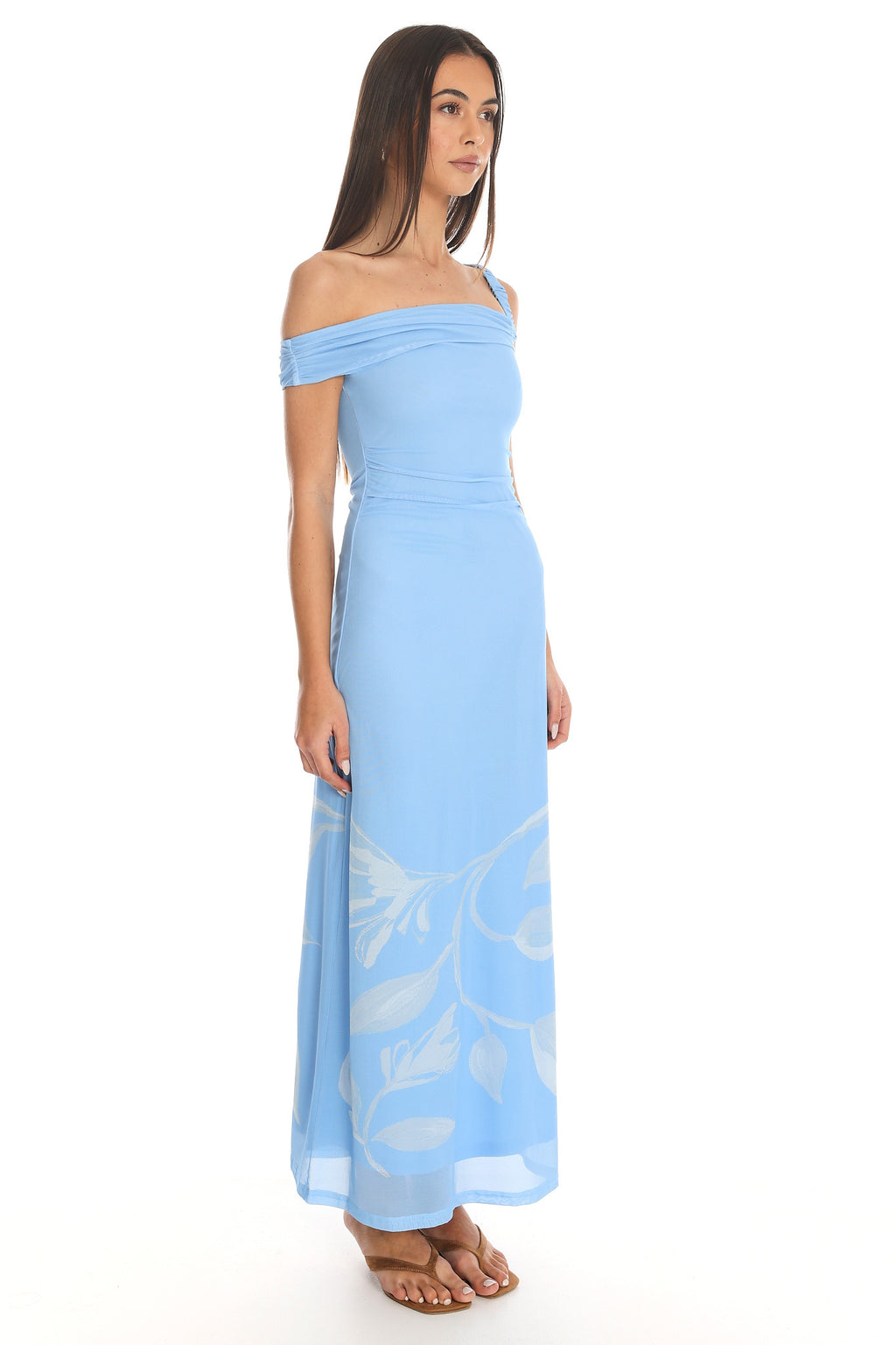 Corphu One Shoulder Maxi Dress Blue