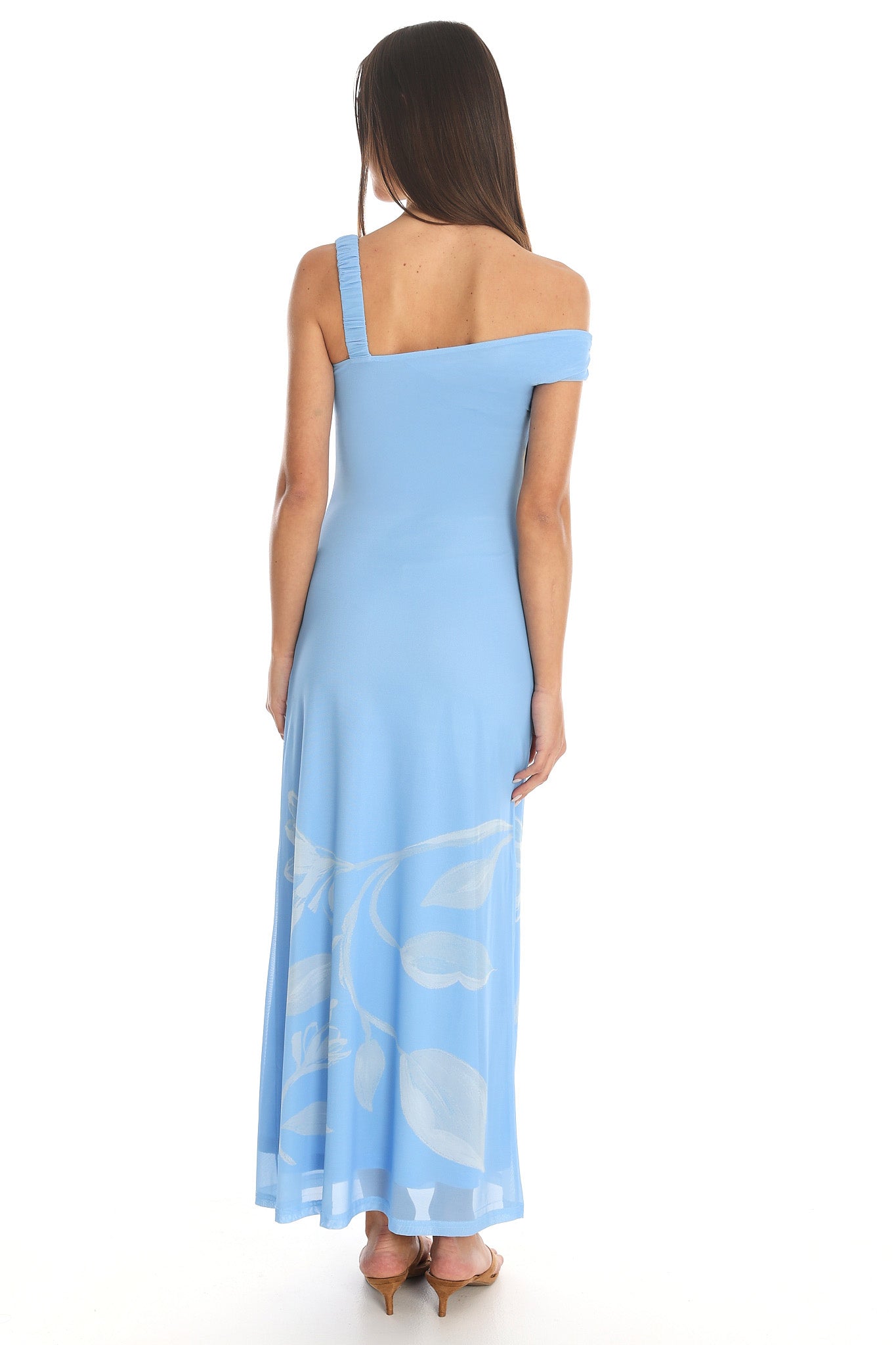 Corphu One Shoulder Maxi Dress Blue
