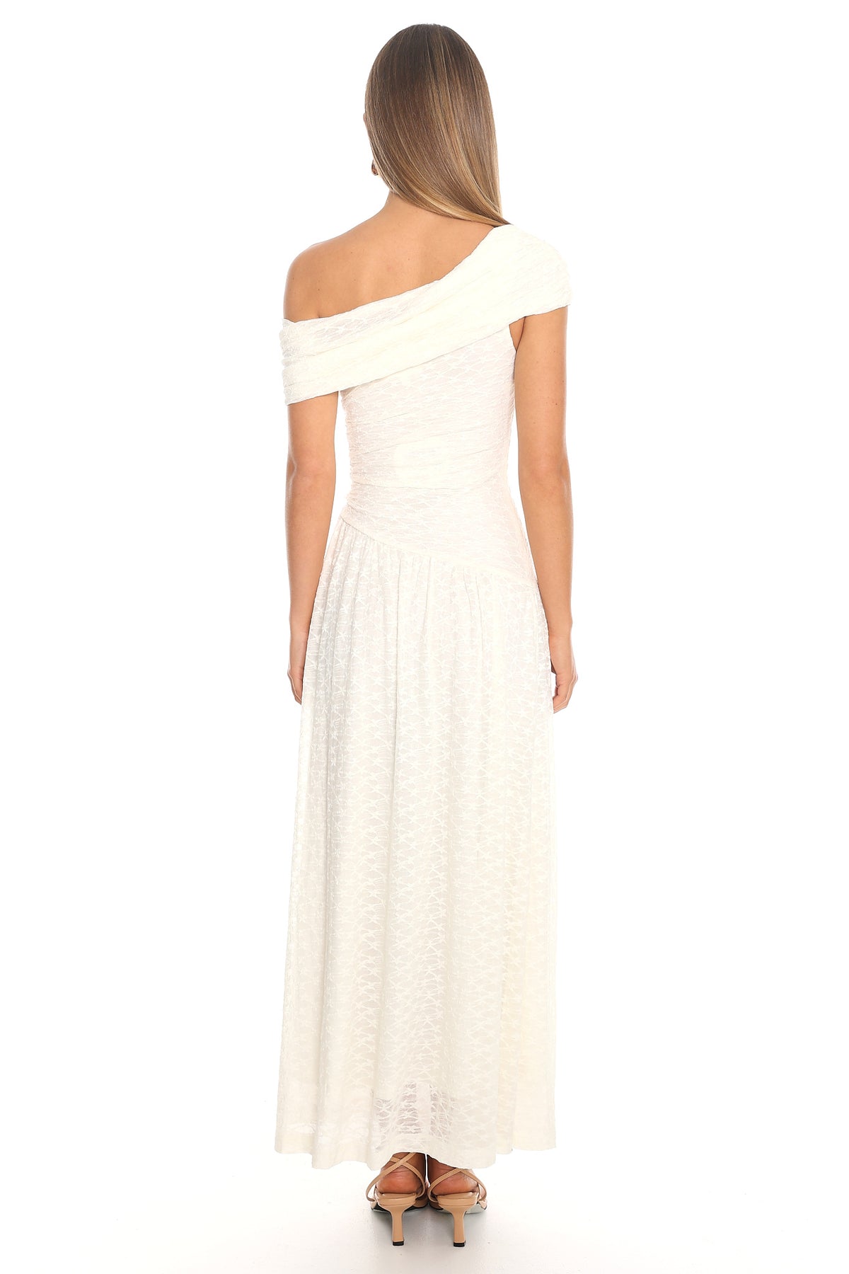 Moonlit Vows Draped Maxi Dress Ivory