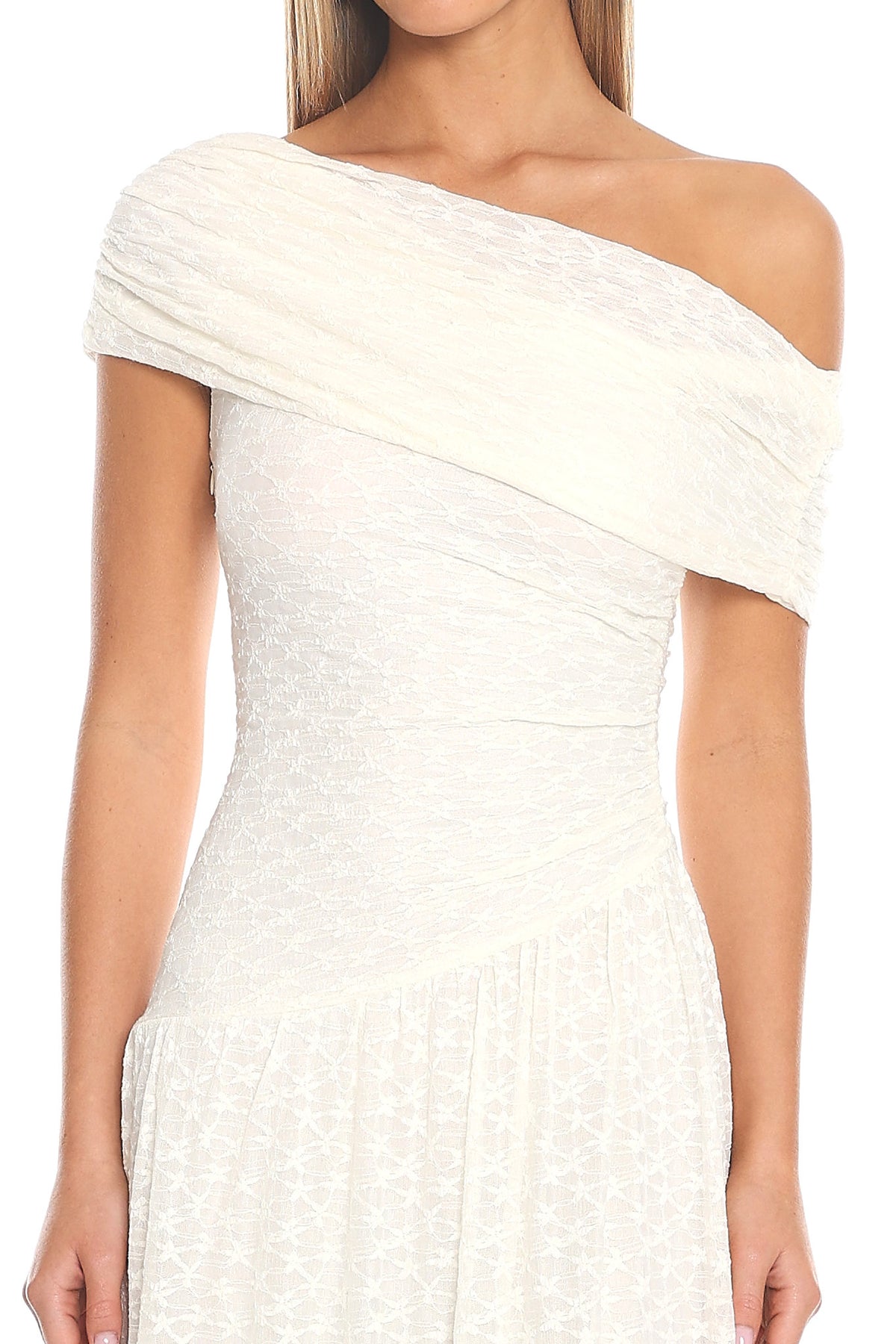 Moonlit Vows Draped Maxi Dress Ivory