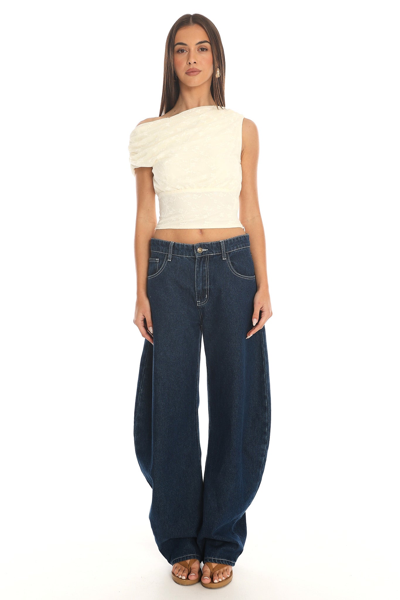 Nataya Draped Crop Top Cream