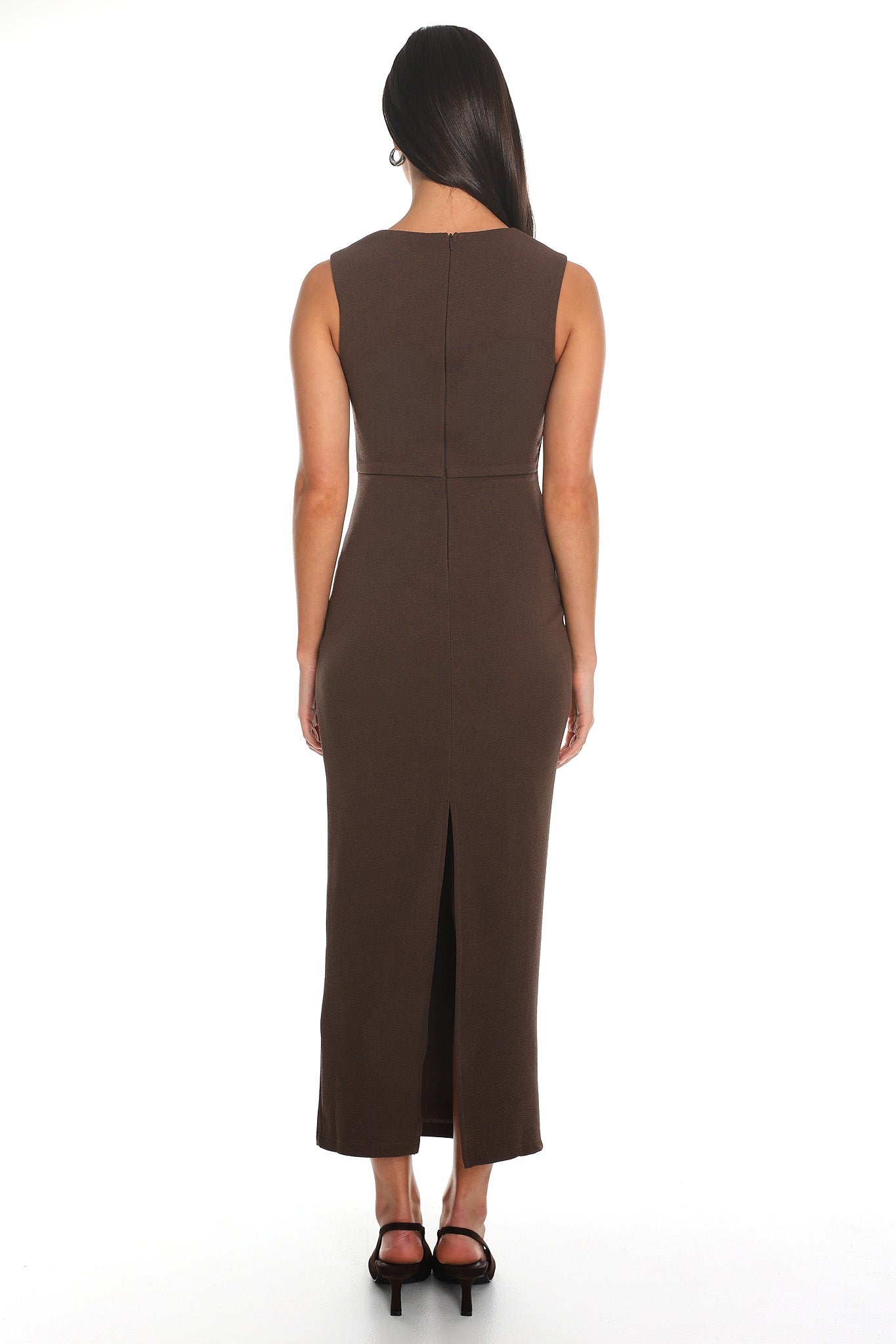 Viella Asymmetric Midi Dress Cocoa