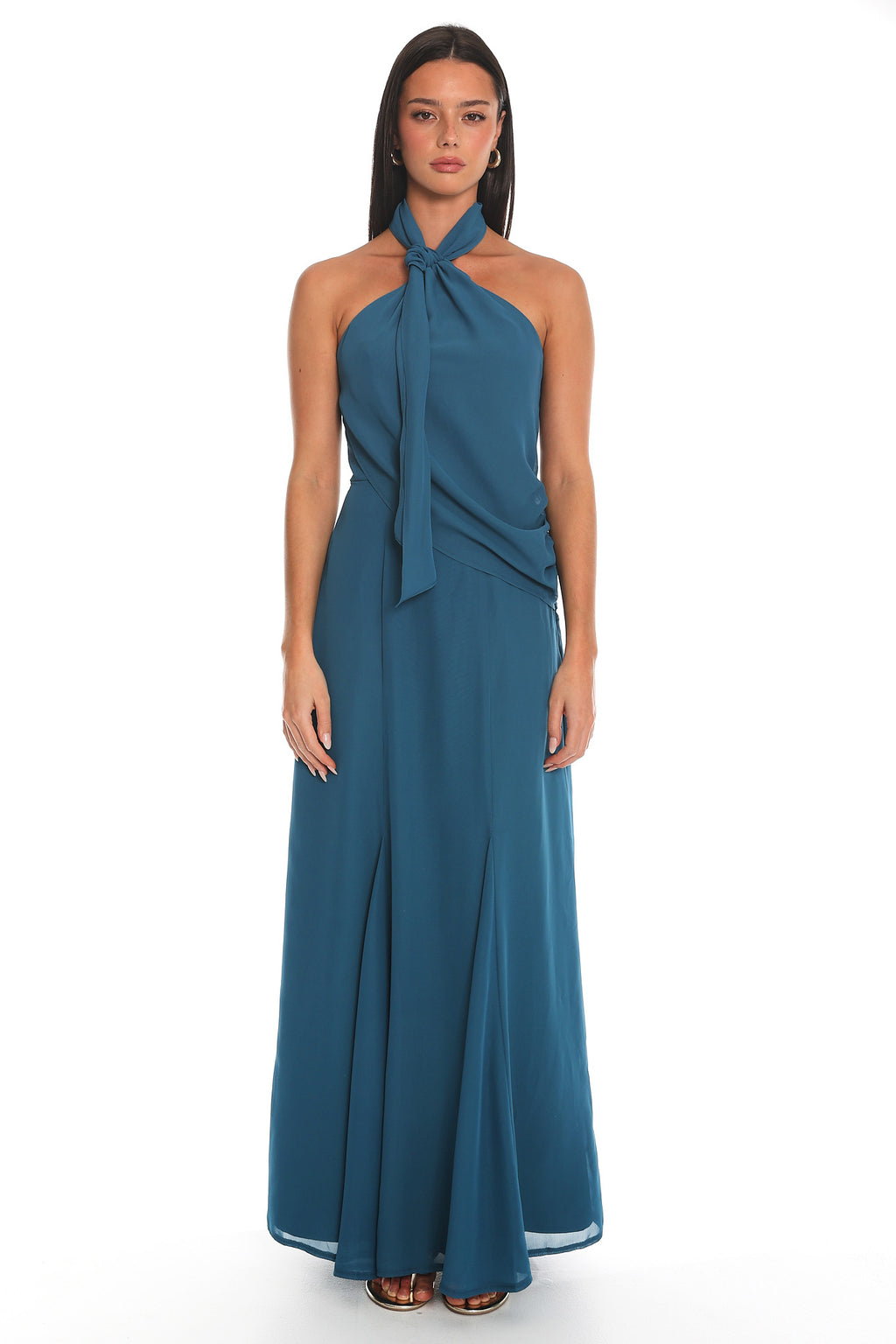 Everglades Halter Maxi Dress Teal by Selfie Leslie