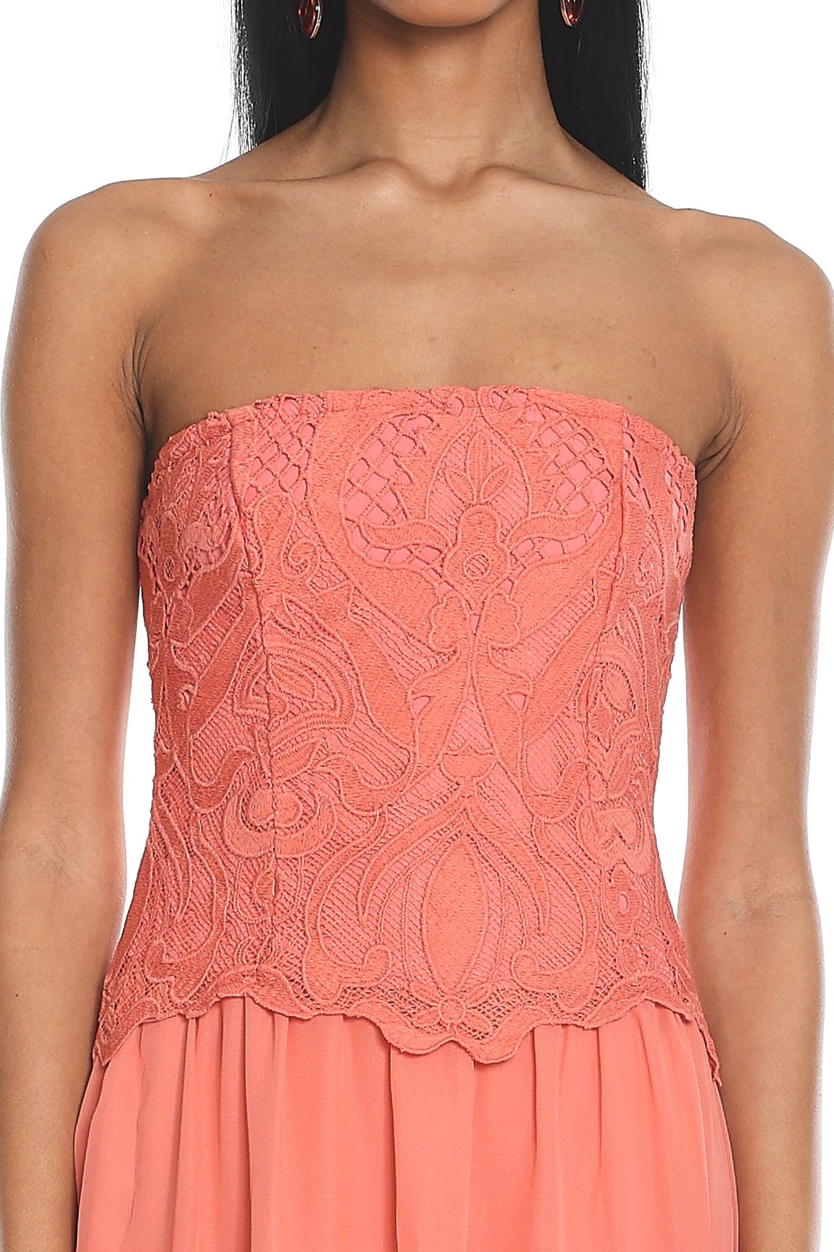 Adana Lace Maxi Dress Coral