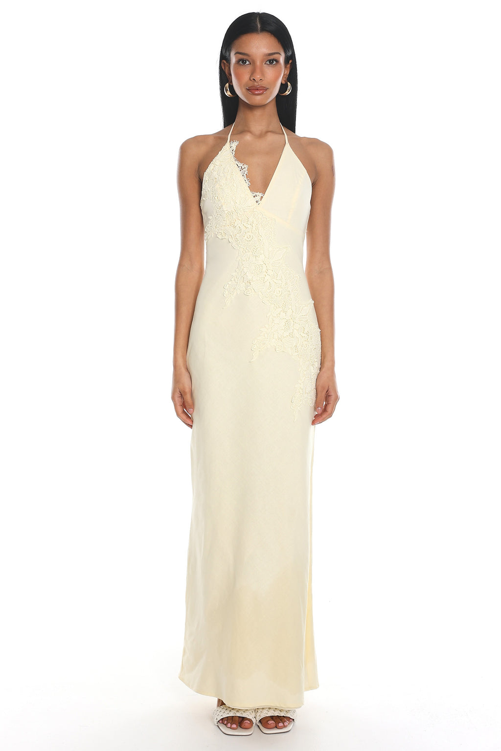 Temperance Lace Halter Maxi Dress Butter