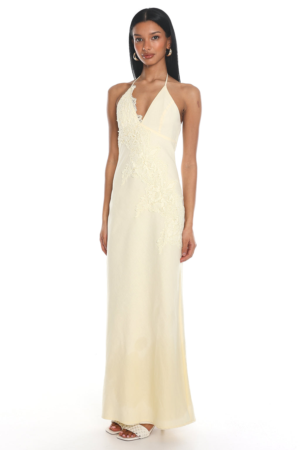 Temperance Lace Halter Maxi Dress Butter