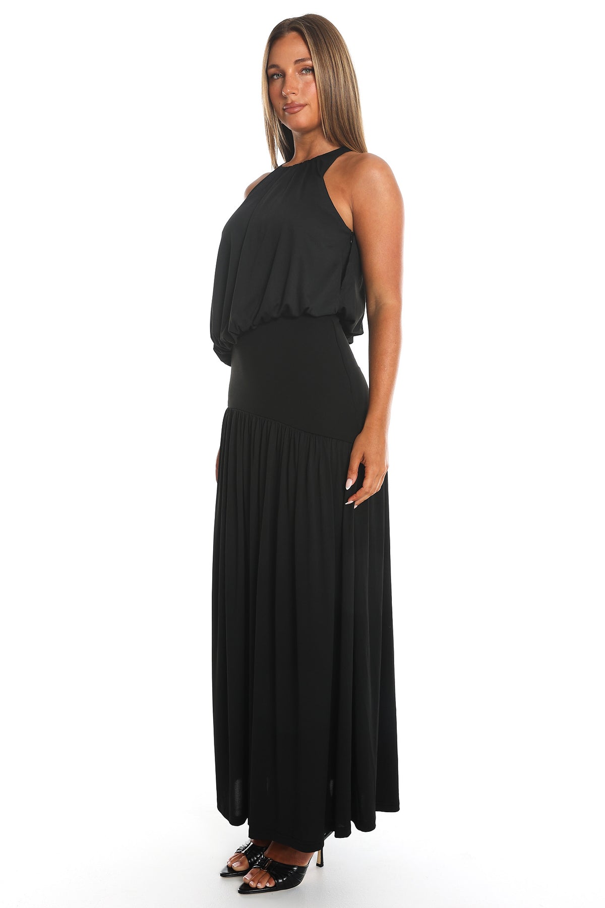 Opera Night Halter Maxi Dress Black