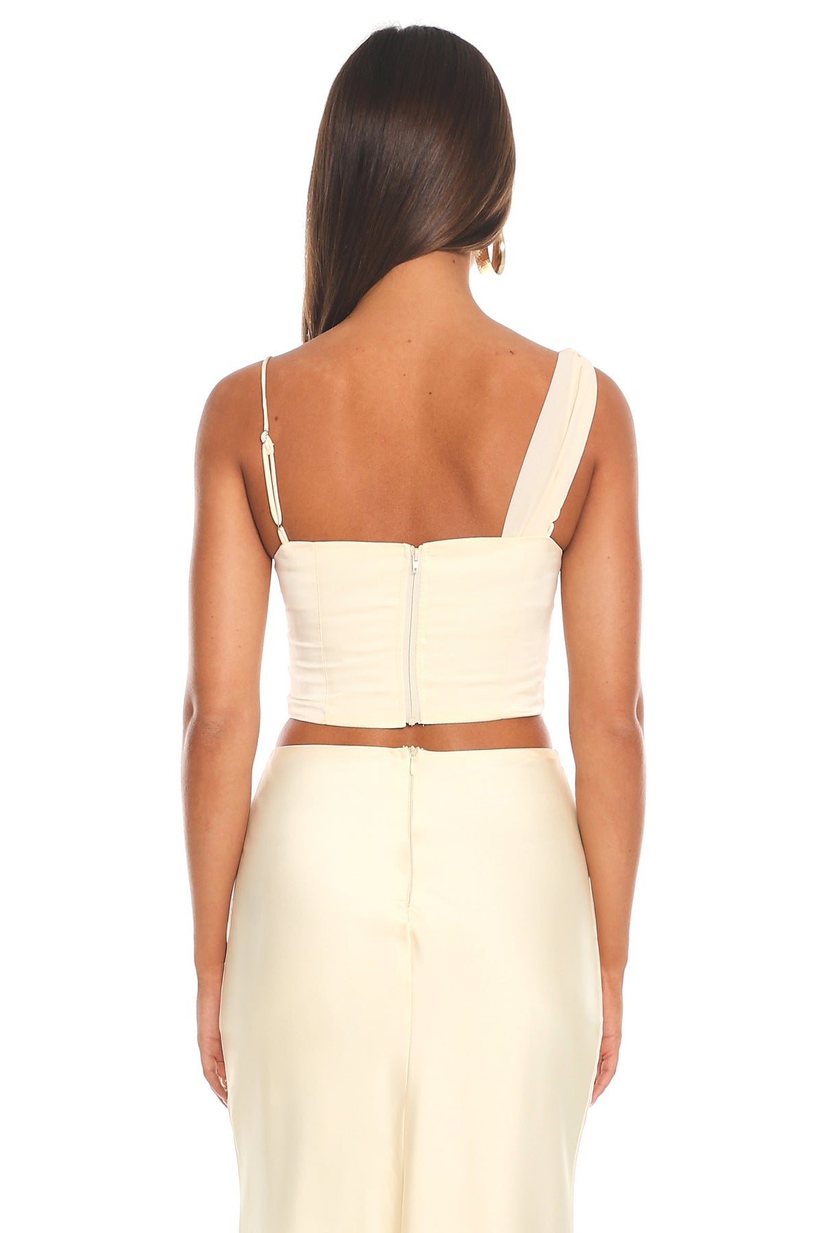 Rising Sun Asymmetric Draped Crop Top Butter