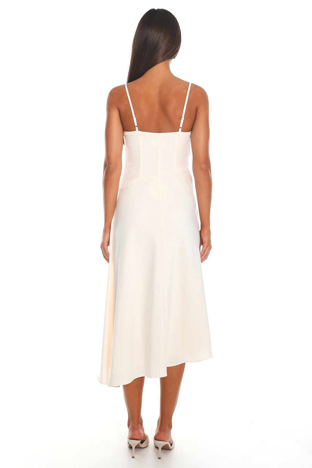 Past Midnight Twist Front Midi Dress Off White