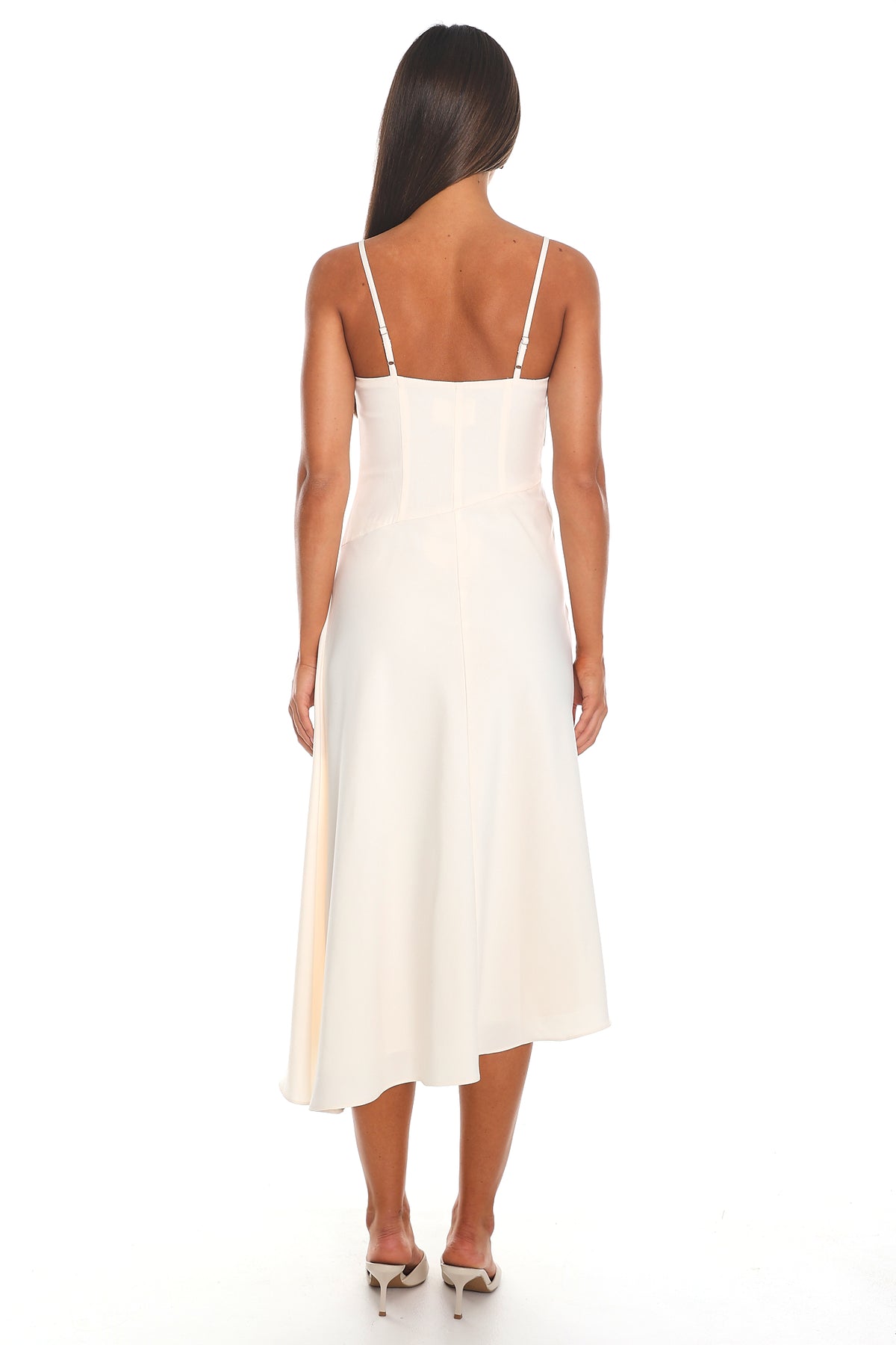 Past Midnight Twist Front Midi Dress Off White