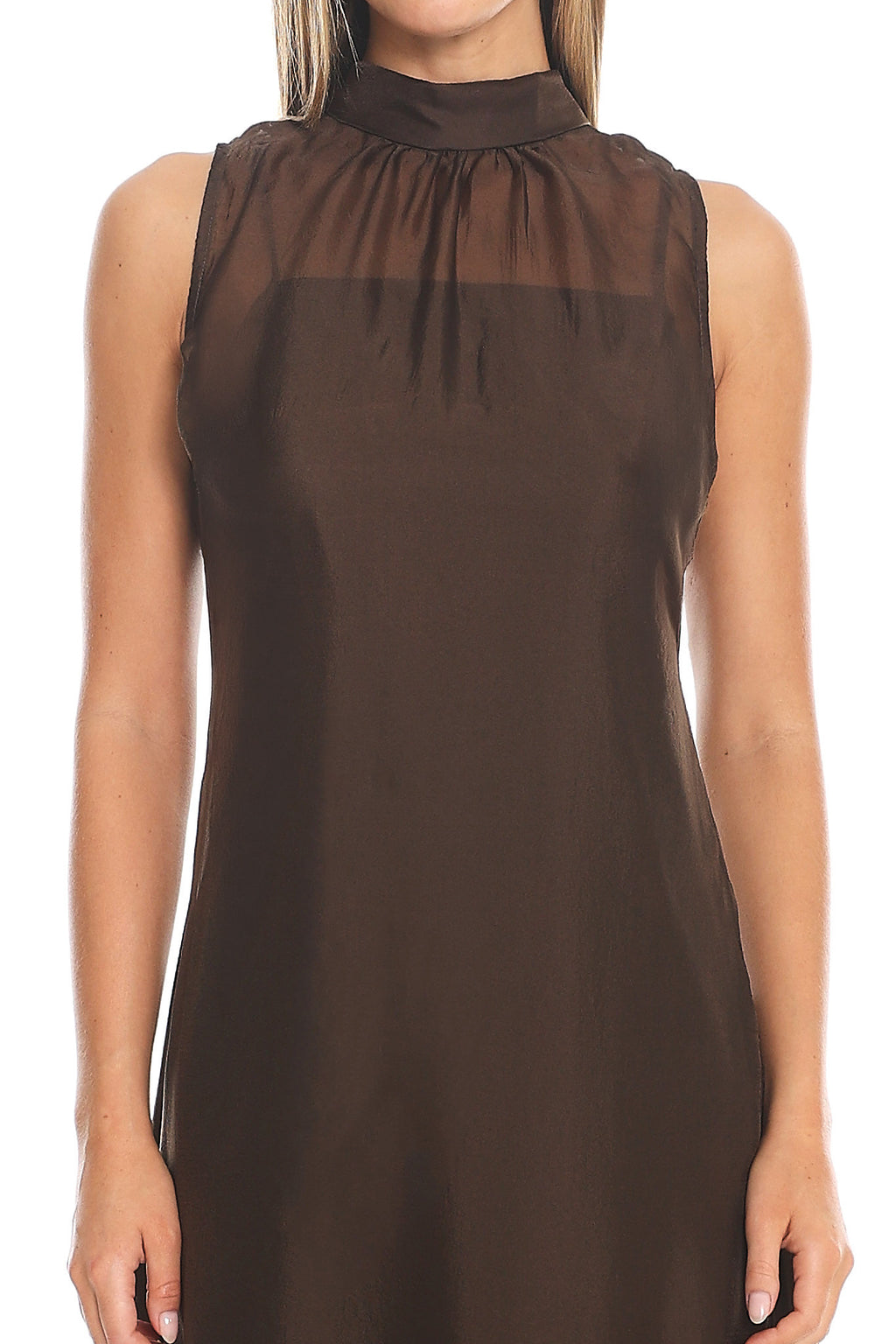 Kinsley Tie Neck Tiered Maxi Dress Brown