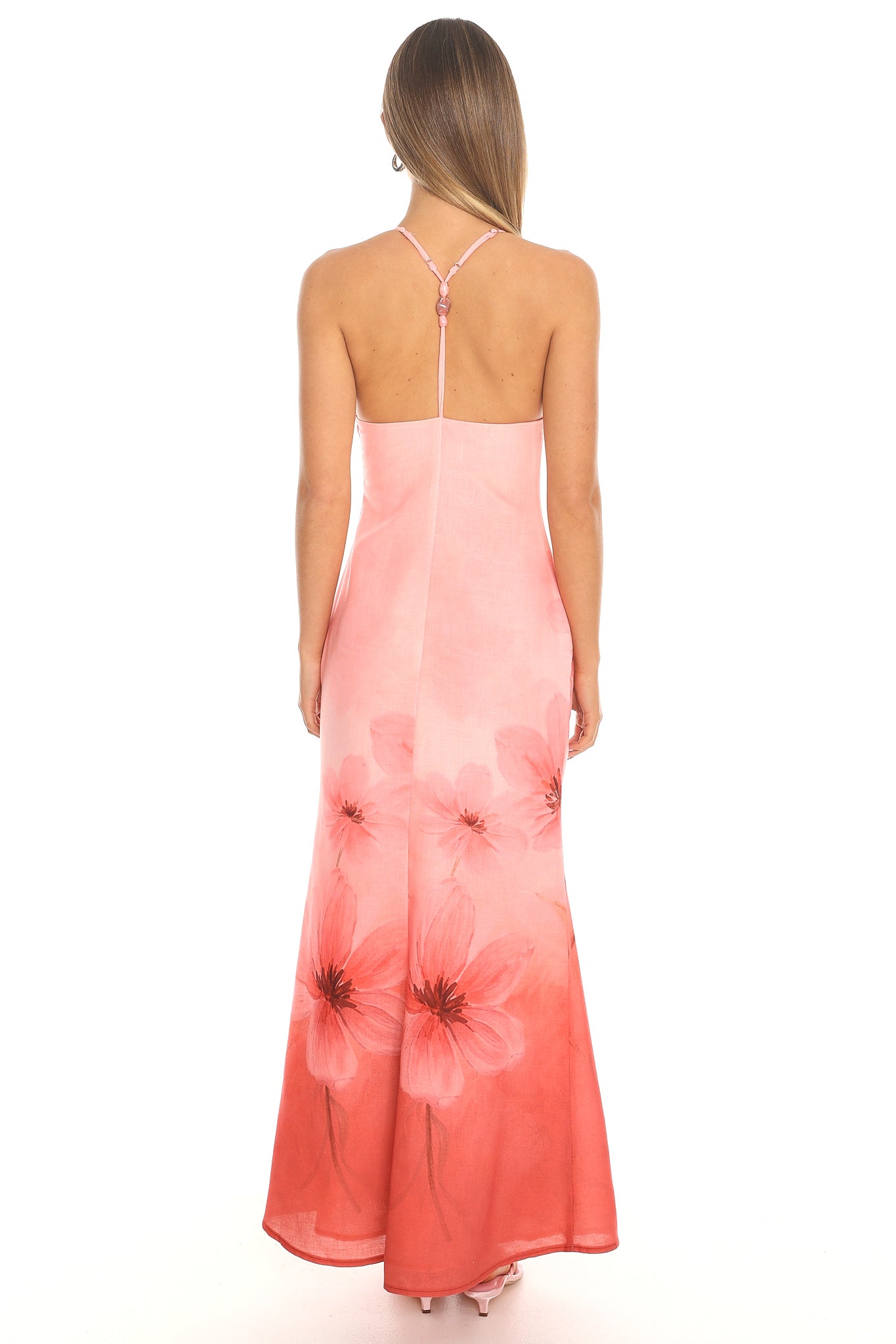 Mariella Ombre Floral Halter Maxi Dress - Pink