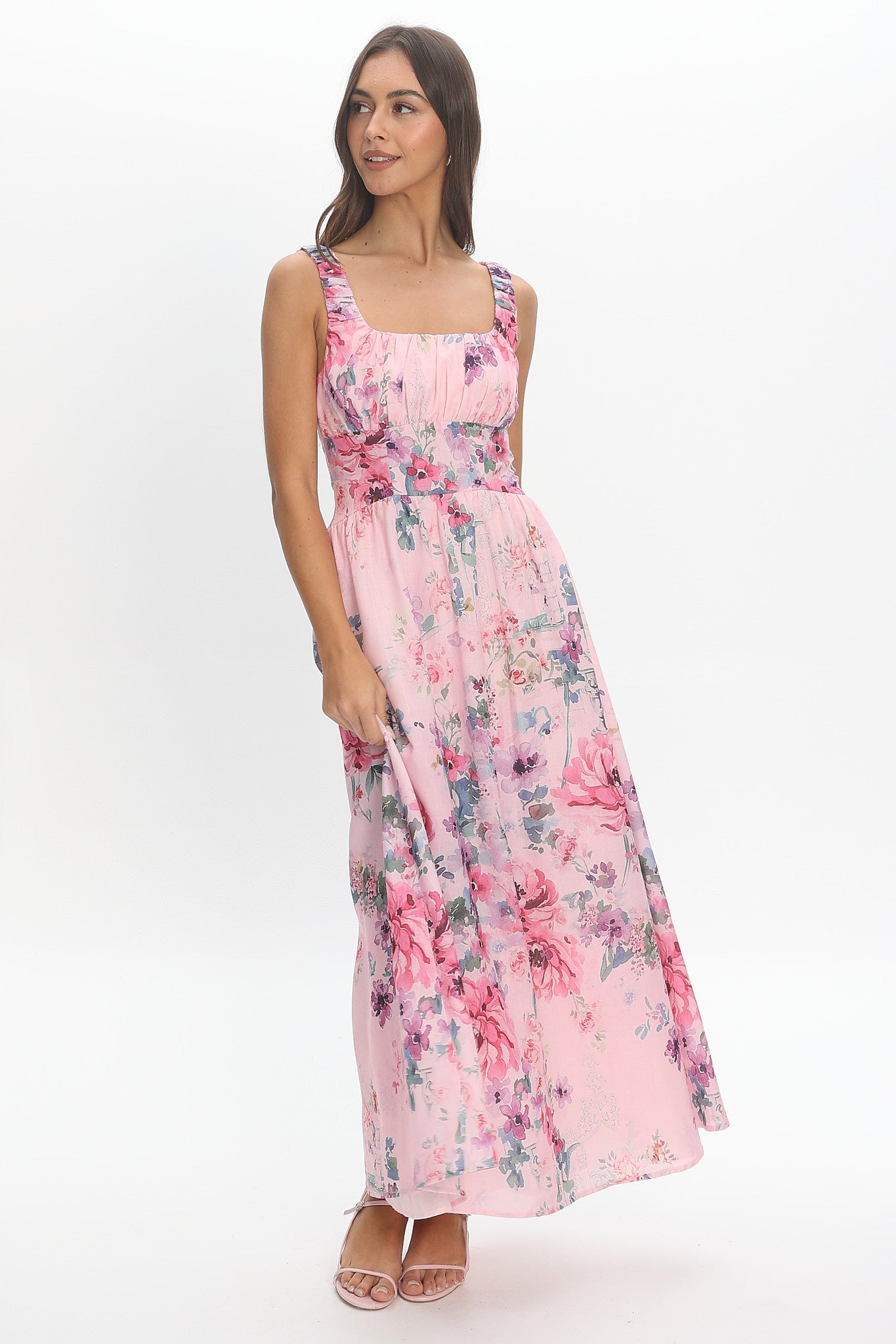 Harmonious Floral Maxi Dress Lilac