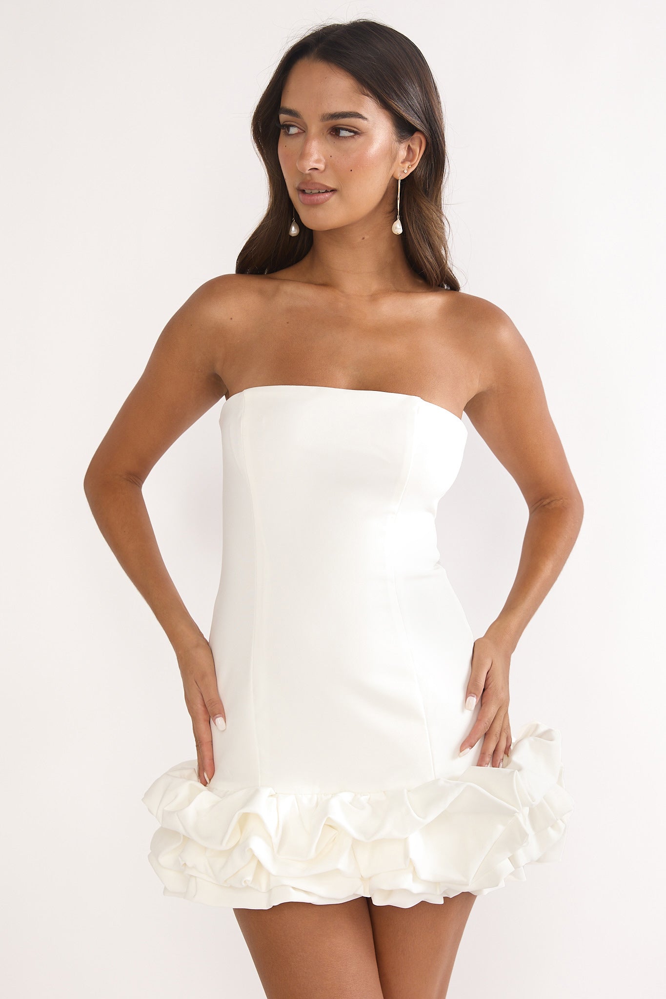 Moonlis Strapless Romper Off White by Selfie Leslie