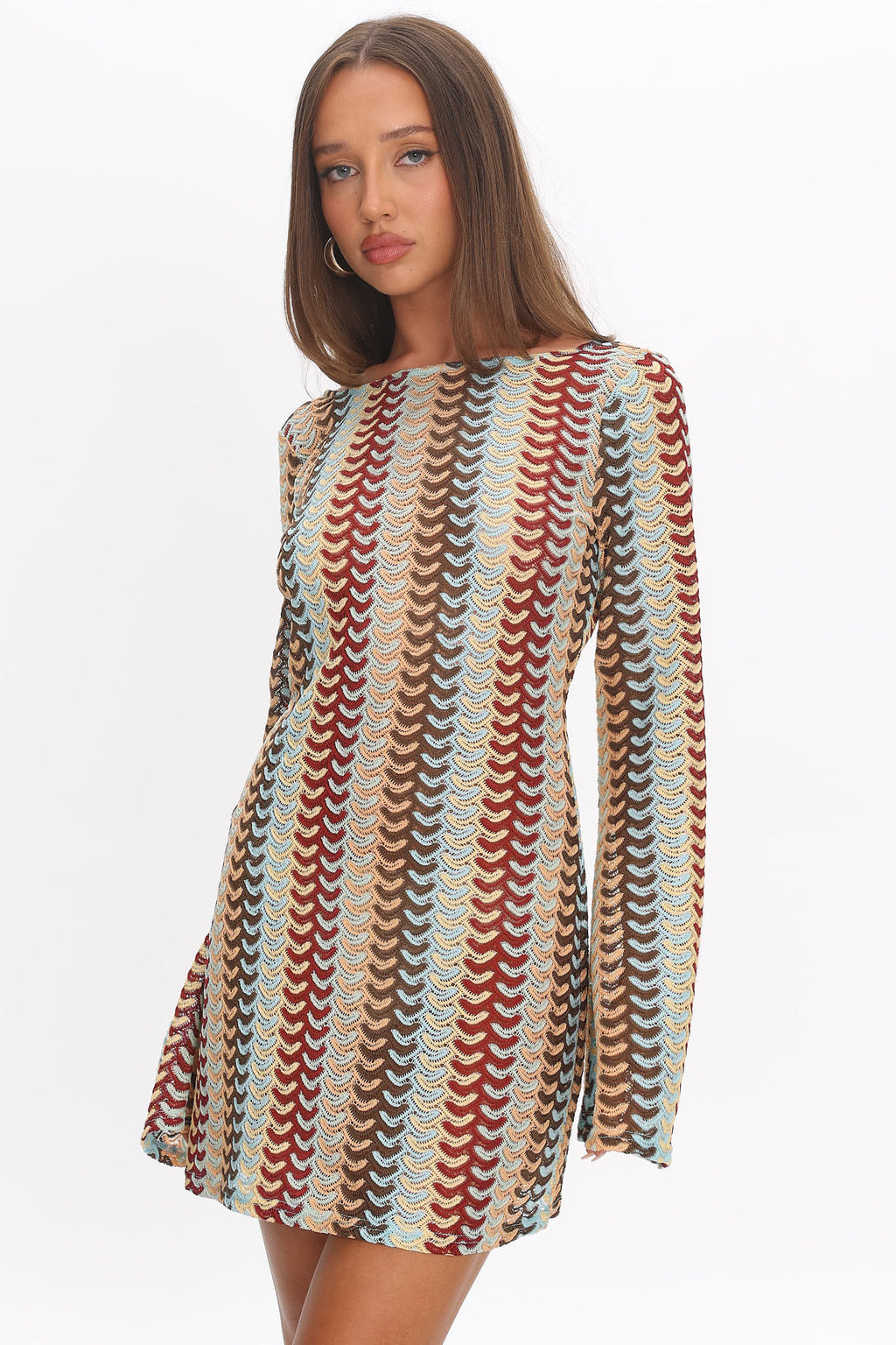 rainbow knit dress Raley Backless Crochet Mini Dress Rainbow