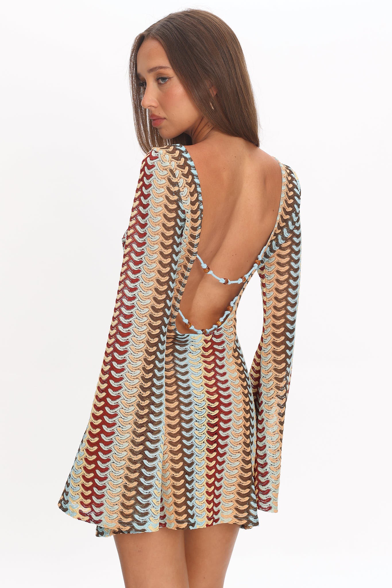 Raley Backless Crochet Mini Dress Rainbow - L Raley Backless Crochet Mini Dress Rainbow - L