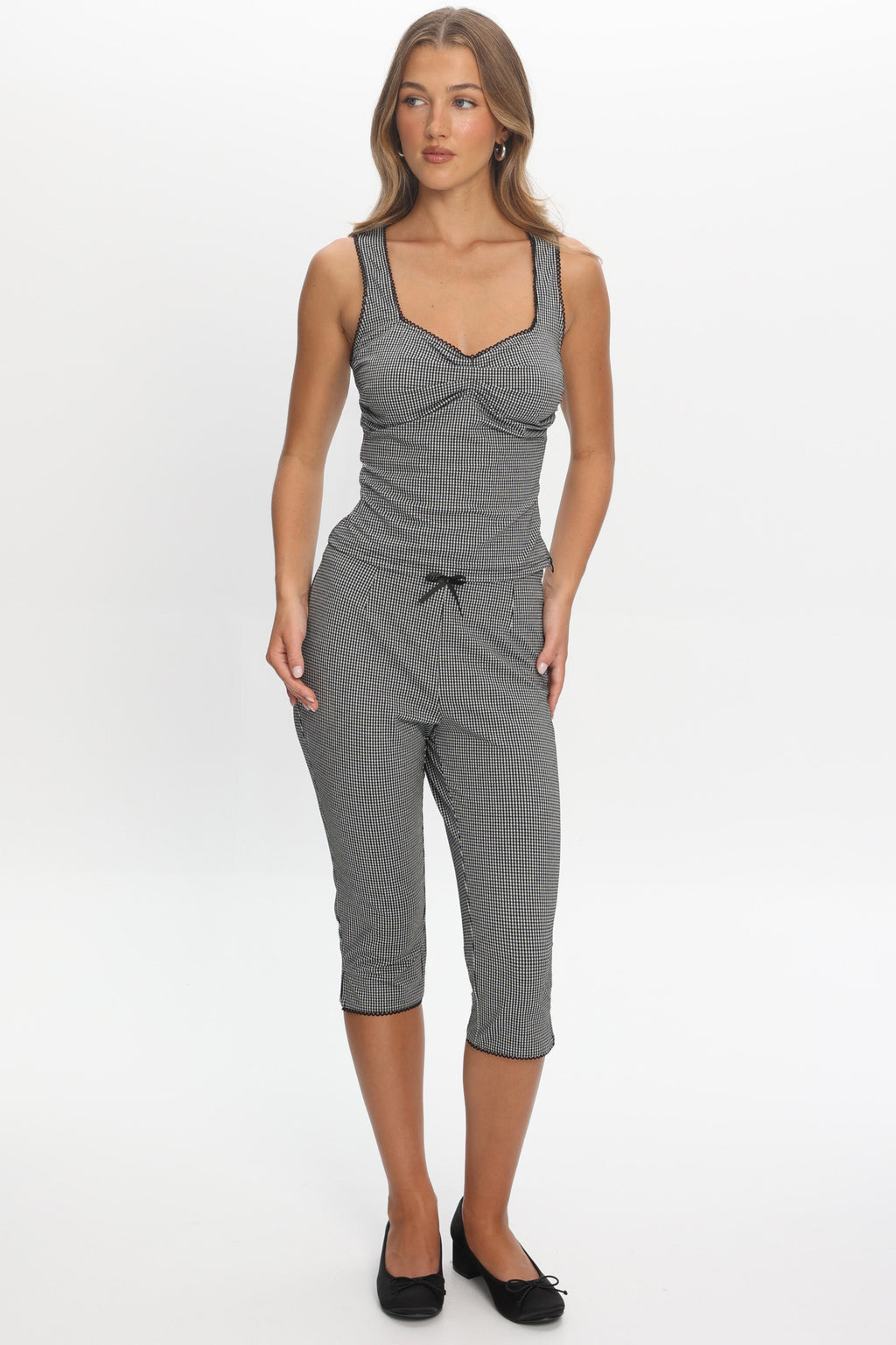 Girl's Trip Sweetheart Top Checker Black