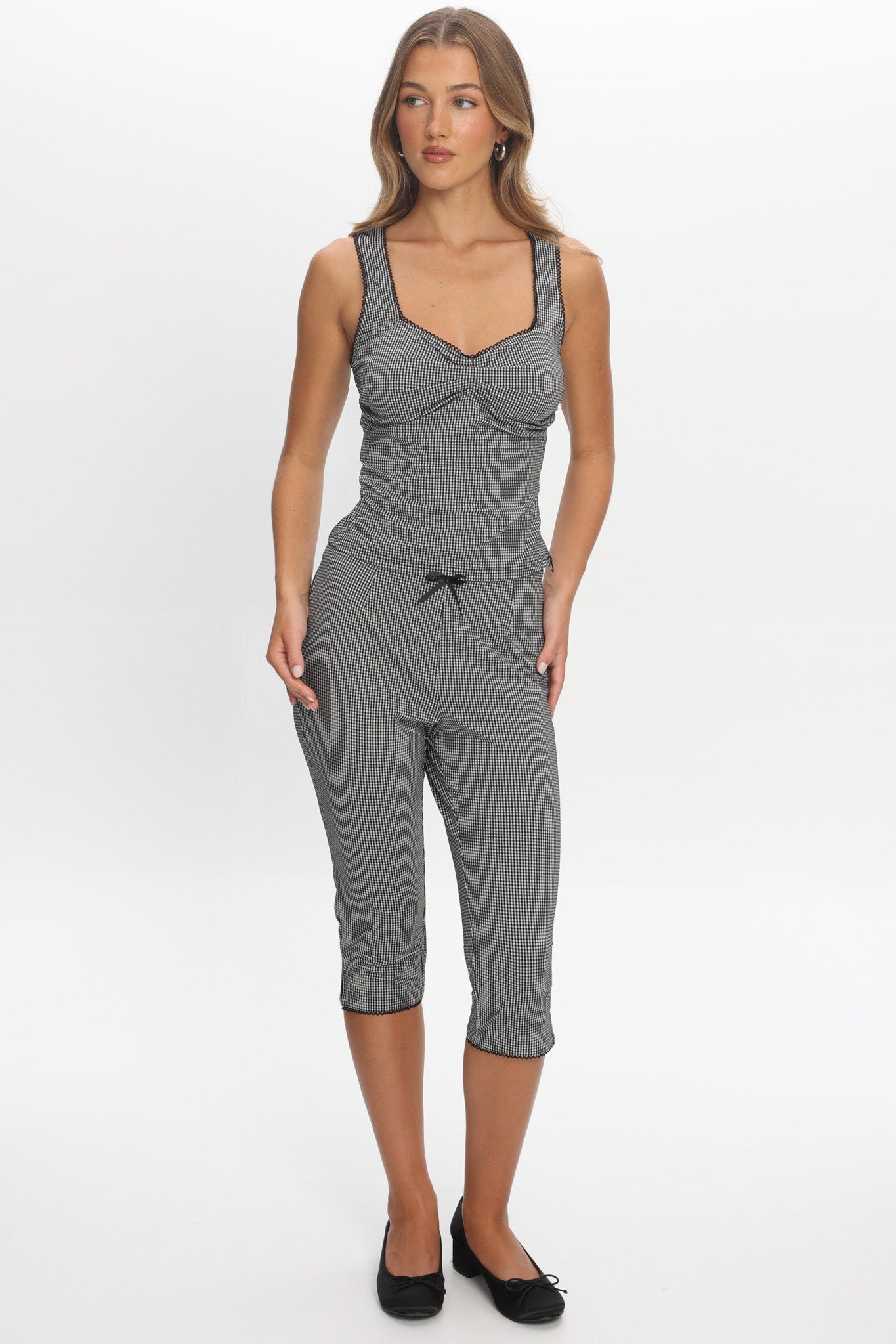 Girl's Trip Sweetheart Top Checker Black