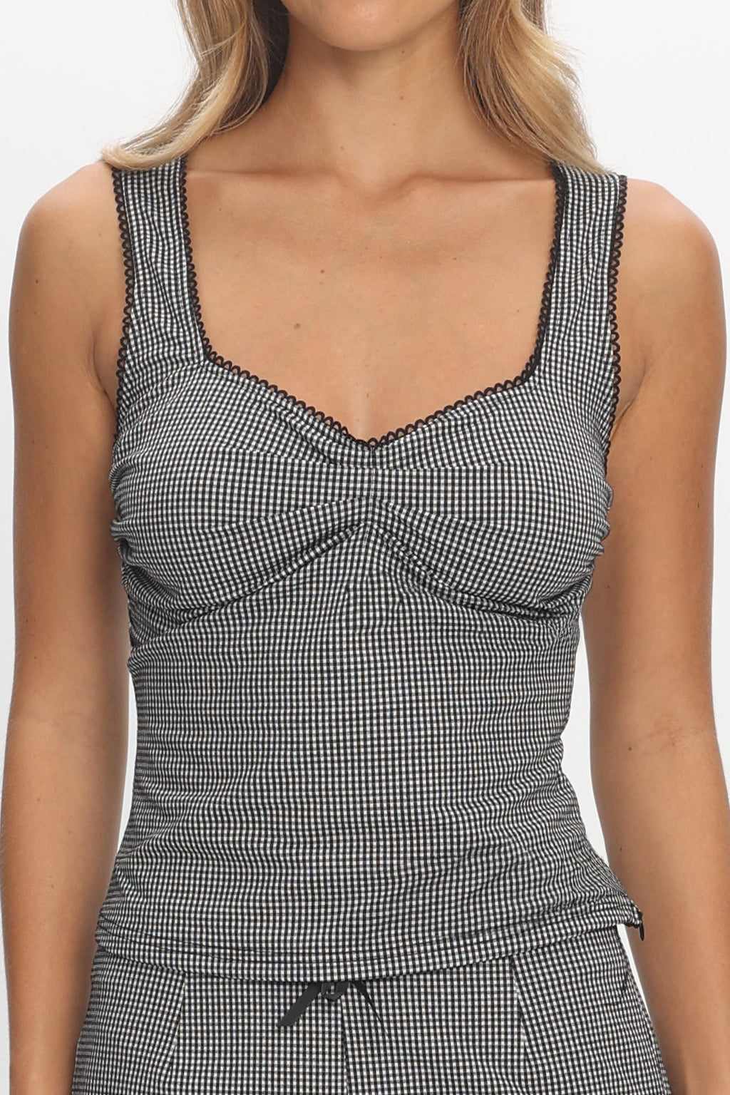 Girl's Trip Sweetheart Top Checker Black