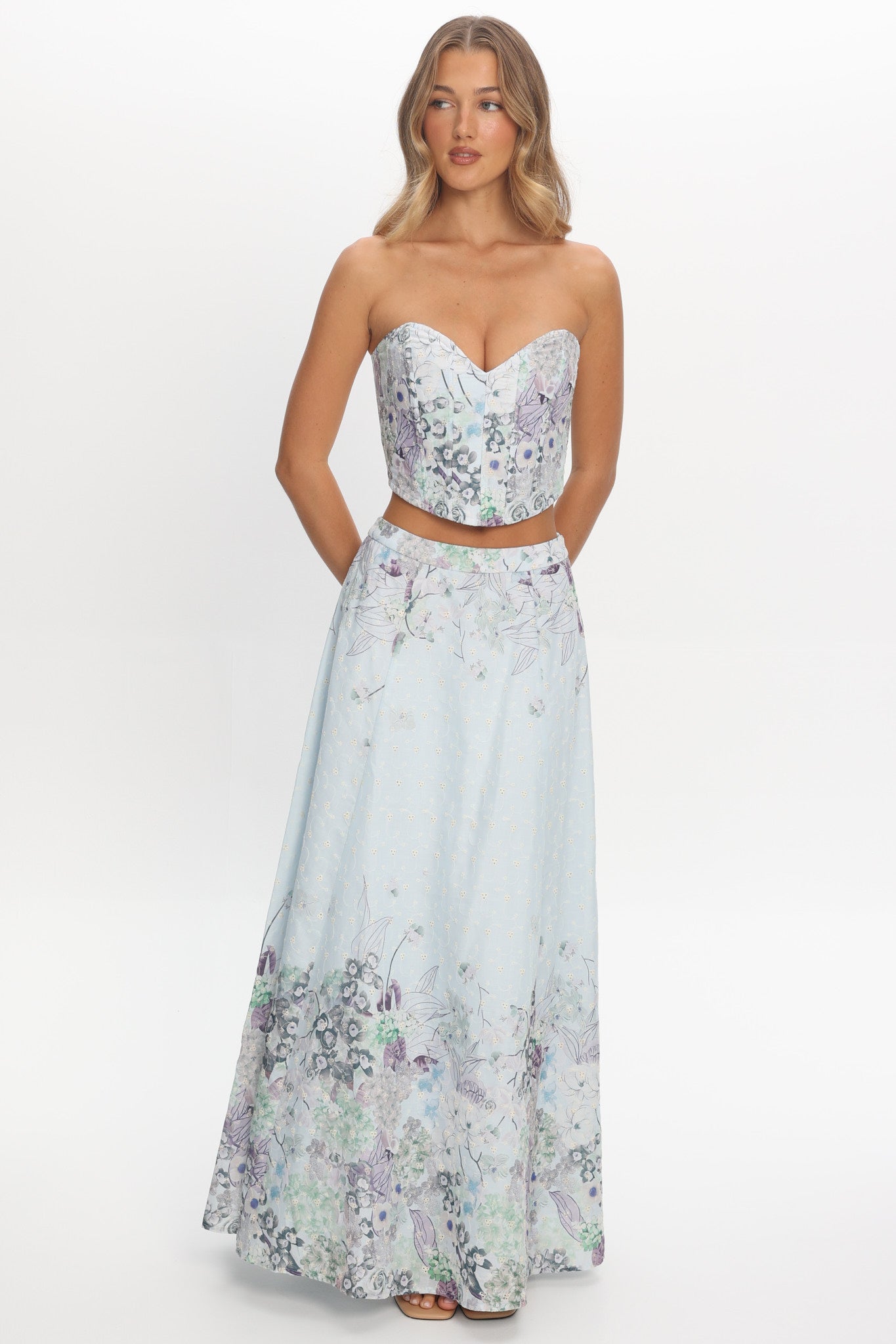 Sazkia Sweetheart Neckline Strapless Top Blue | Selfie Leslie