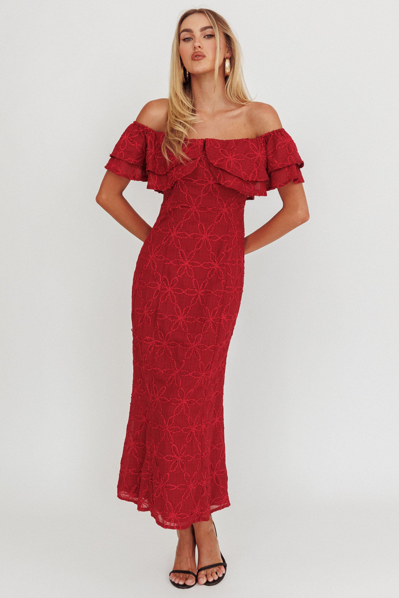 Beauty Within Off-Shoulder Maxi Dress Cream by Selfie Leslie
