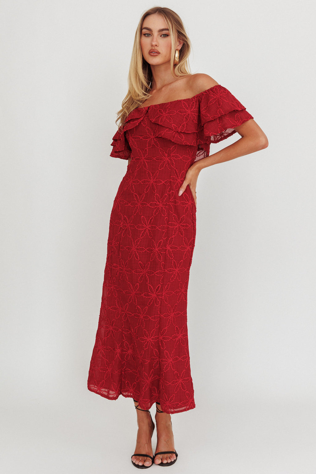 Beauty Within Off-Shoulder Maxi Dress Cream by Selfie Leslie
