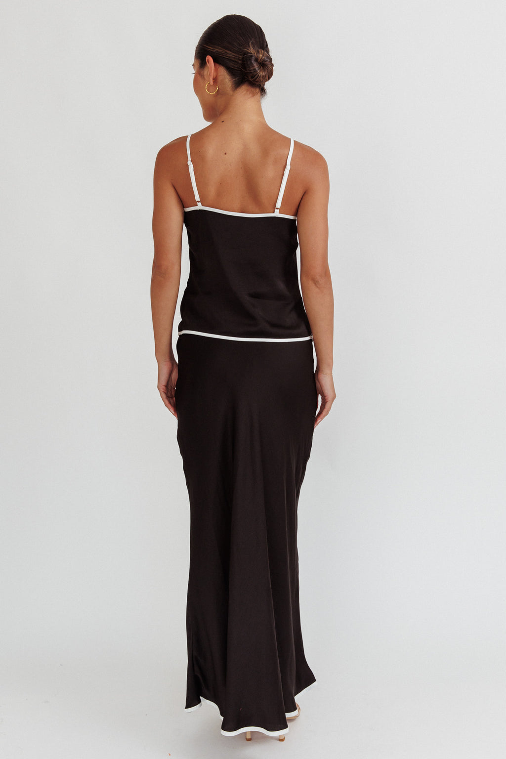 Only One Contrast Trim Maxi Skirt Black by Selfie Leslie