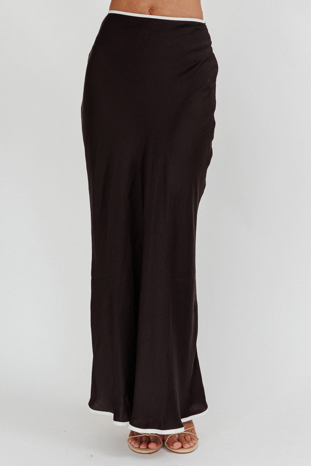 Only One Contrast Trim Maxi Skirt Black by Selfie Leslie
