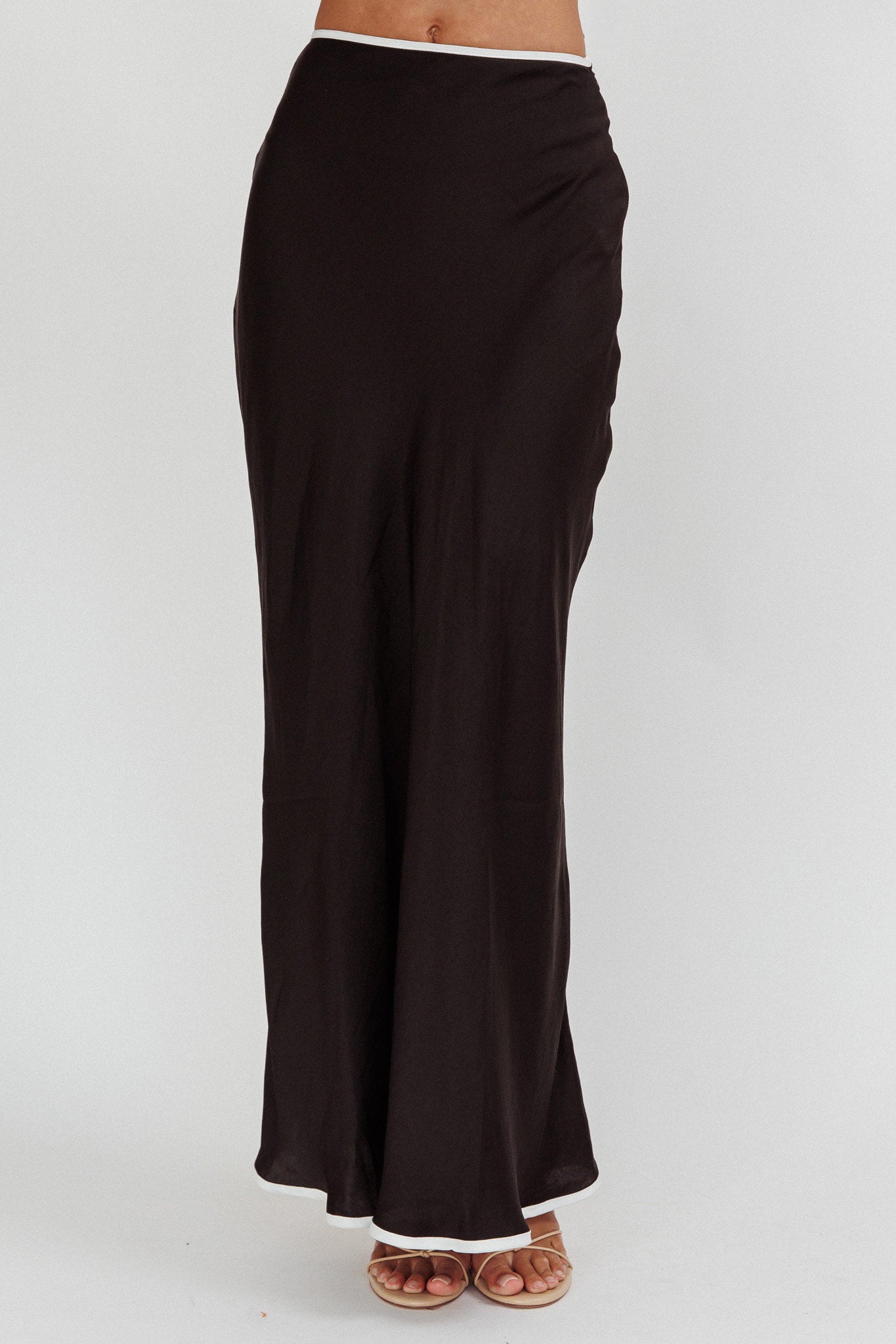 Only One Contrast Trim Maxi Skirt Black by Selfie Leslie