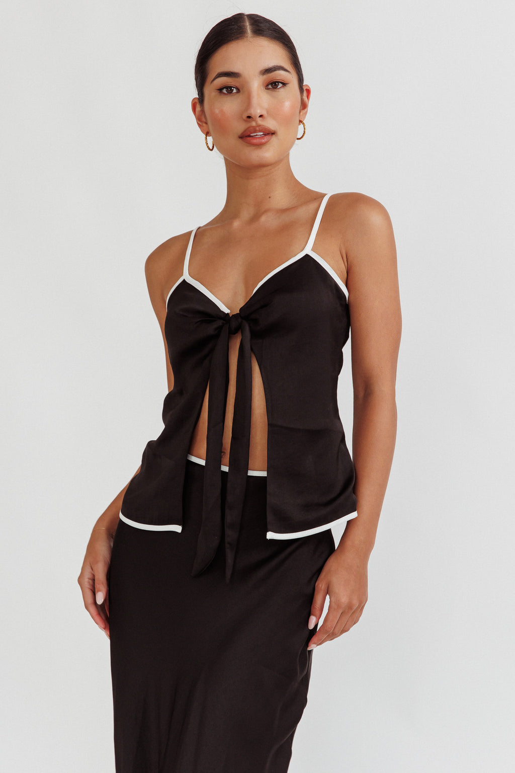 Only One Tie Front Top Black by Selfie Leslie