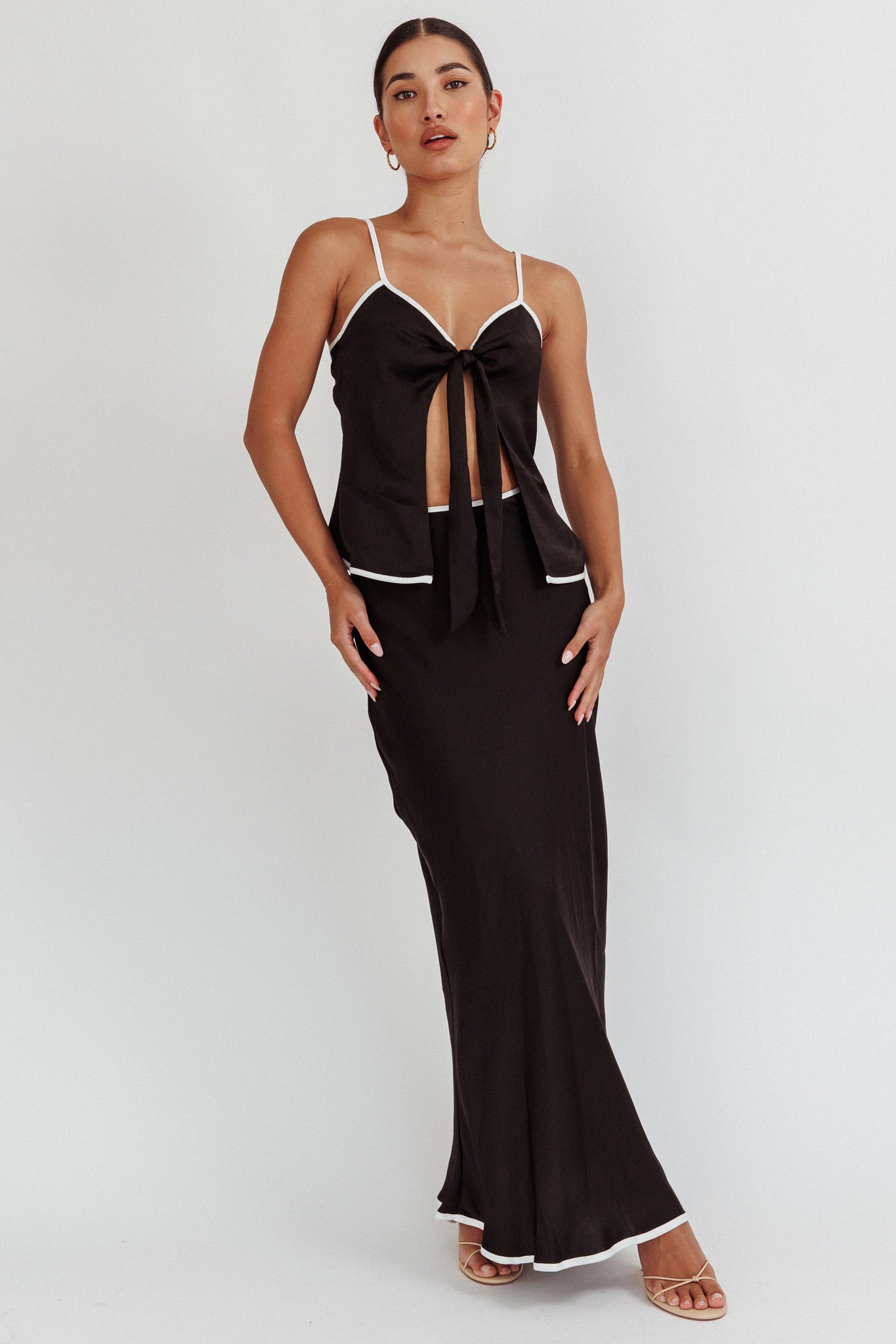 Only One Tie Front Top Black by Selfie Leslie