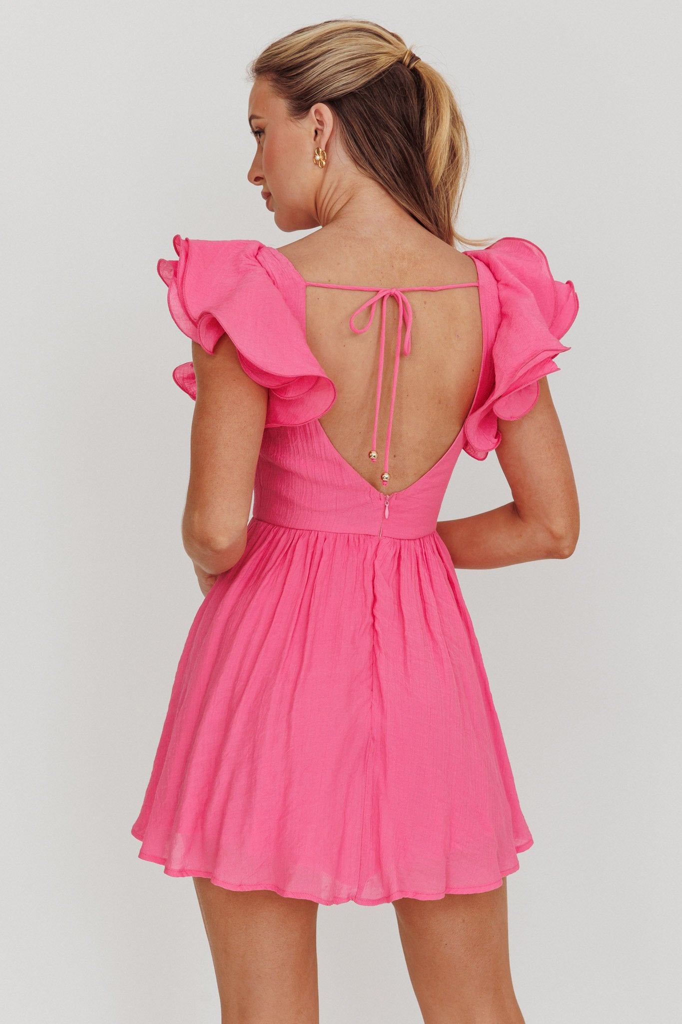 Sunday Dreams Ruffle Strap Mini Dress Pink by Selfie Leslie
